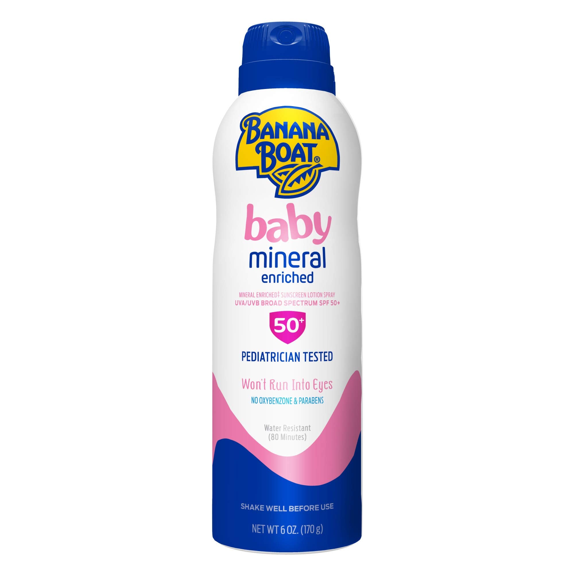 Banana Boat Baby Mineral Enriched Sunscreen Spray SPF 50, 6oz | Banana Boat Baby Sunscreen Spray, Sunscreen for Babies, Oxybenzo