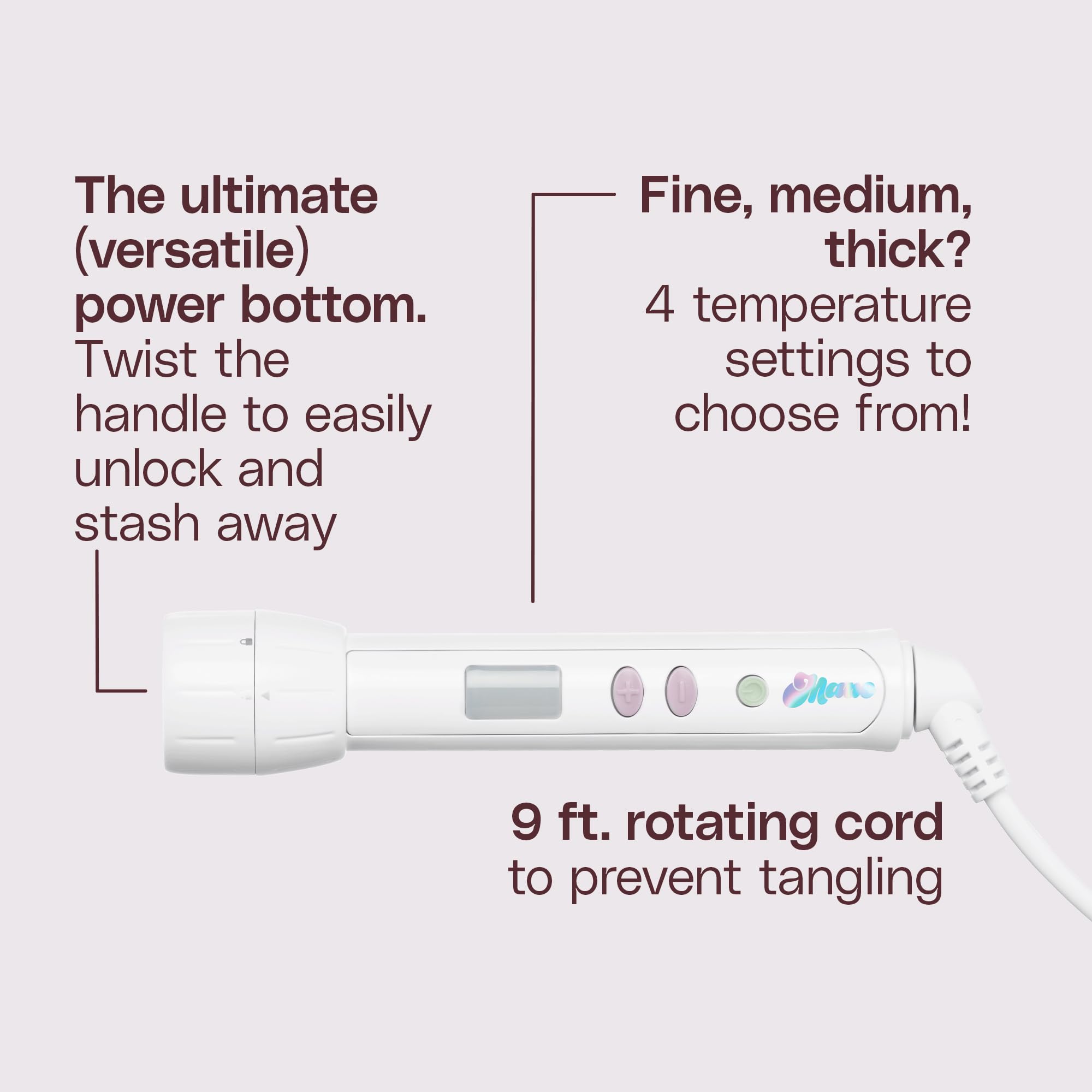 Mane Interchangable Hair Tool Base - Power Base for Hair Styling Attachments Compatible with Curling Iron, Curling Wand & Hair W