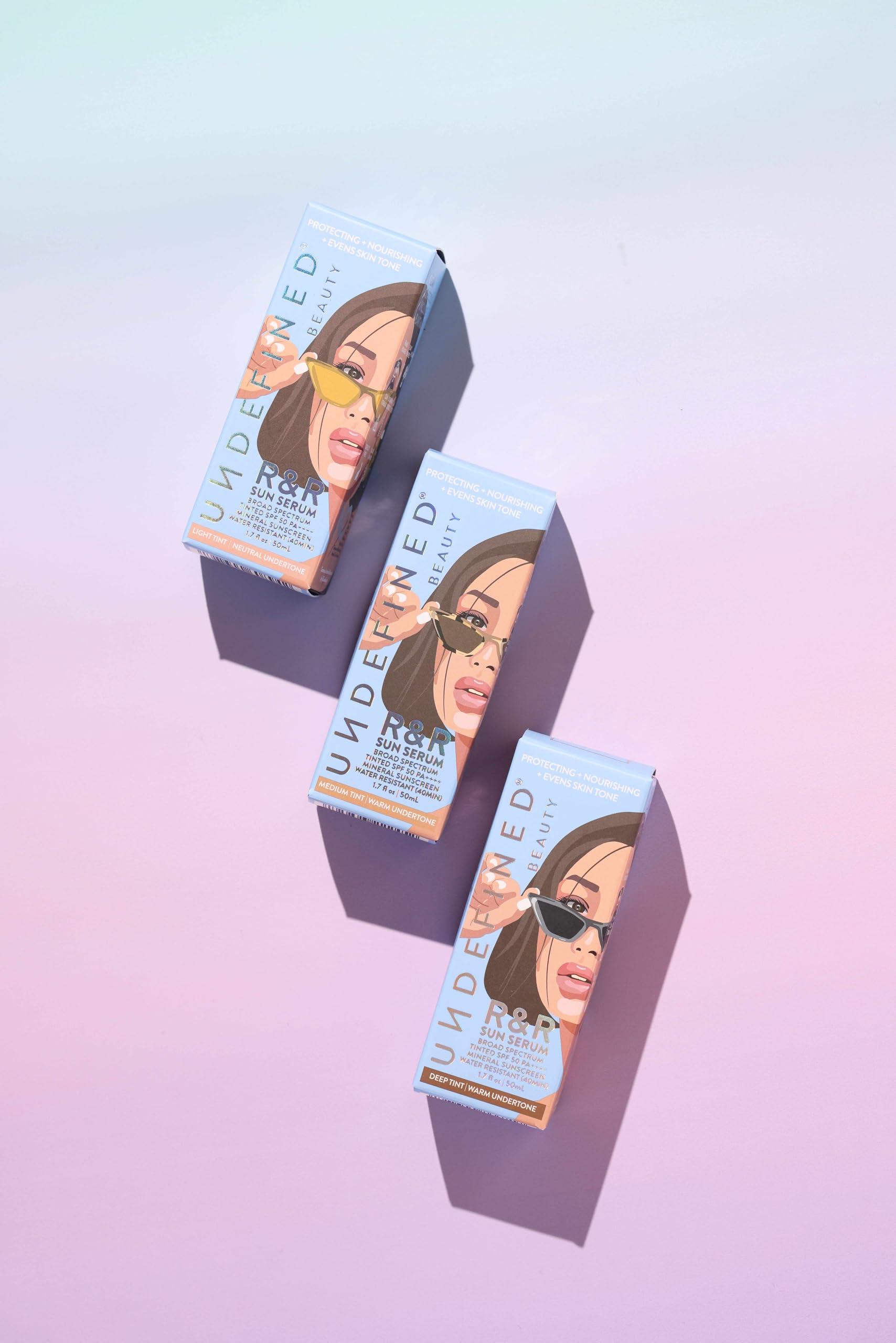 Undefined Beauty R&R Sun Serum Spf 50 Tinted Mineral Sunscreen Pa++++ 3 Flex Shades, Infused With Niacinamide, 40 Min Water Resi