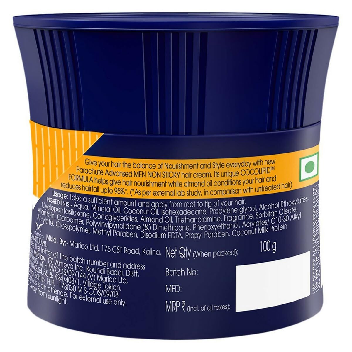 Parachute Advansed Men Hair Cream, Anti-Hairfall, 100 gm