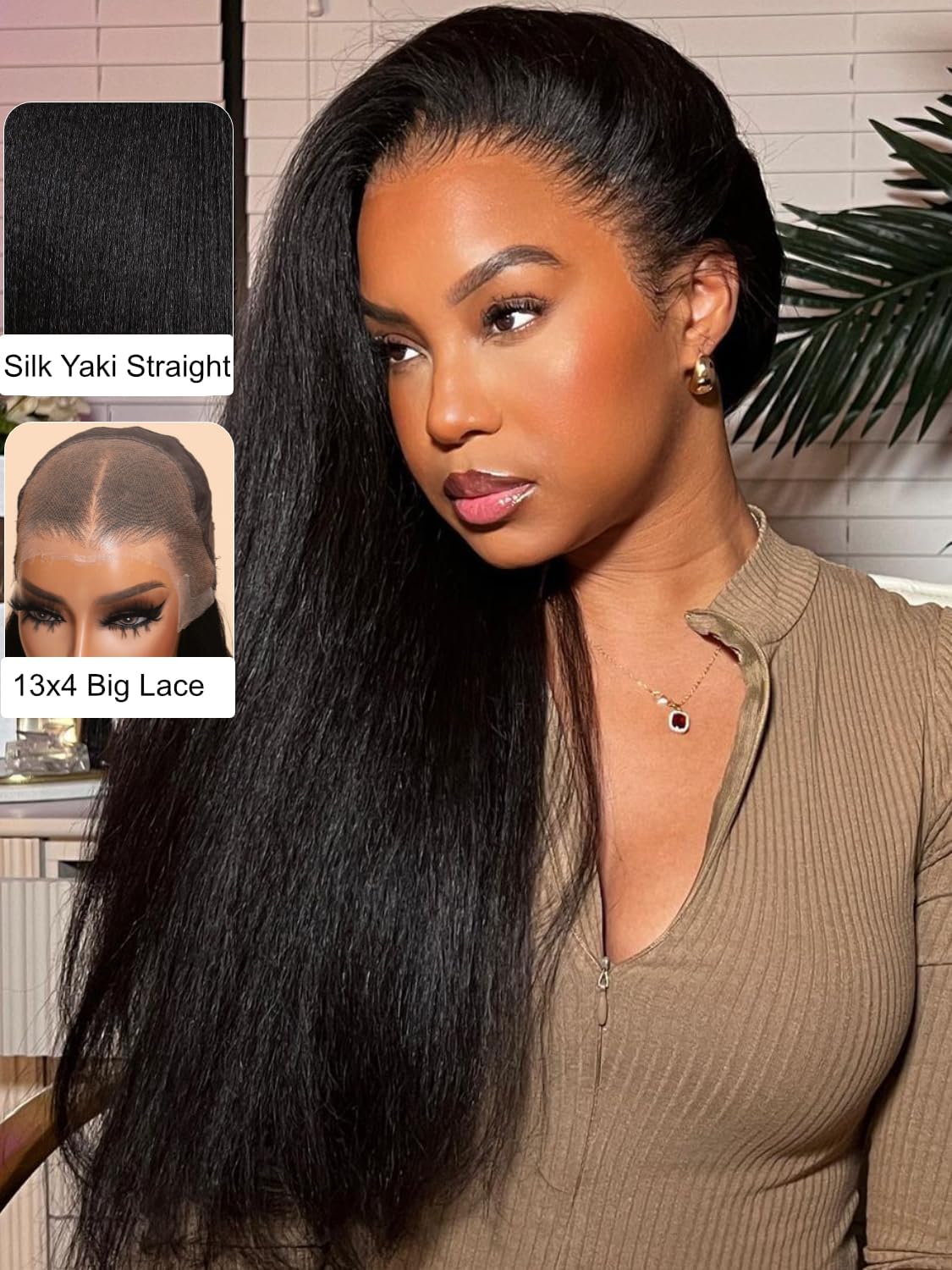 Unice Pre Everything Glueless Wigs Human Hair Pre Plucked Pre Cut With Ear Tape Yaki Straight 13X4 Lace Front Wigs Human Hair Bl
