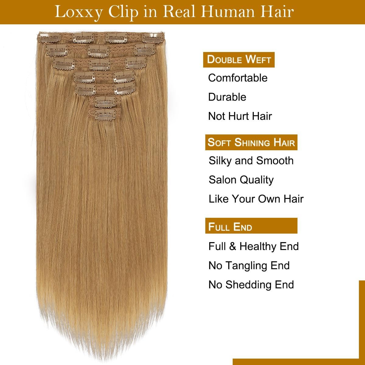 Loxxy Hair Extensions Clip In Real Human Hair Clip In Double Weft Brazilian Human Hair Invisible Lace Clip In Hair Extensions Pr