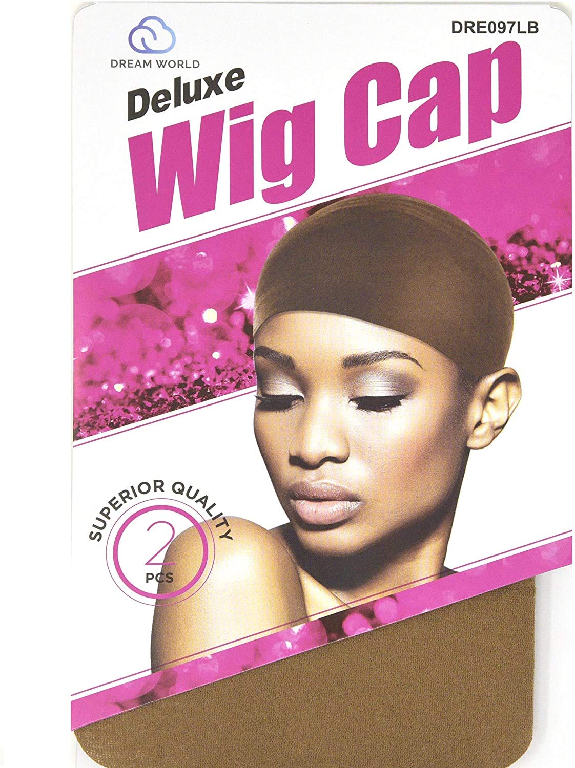 DREAM Deluxe Wig Cap Light Brown 2 pieces (Model: 097 Light Brown), Spandex cap