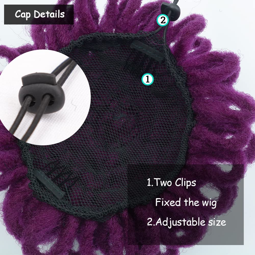 Yinmei Baibian Purple Locs Ponytail Drawstring Curl Loc Petal Bun Dreadlock Breaded Faux Locs Ponytails Synthetic Clip In On Hai
