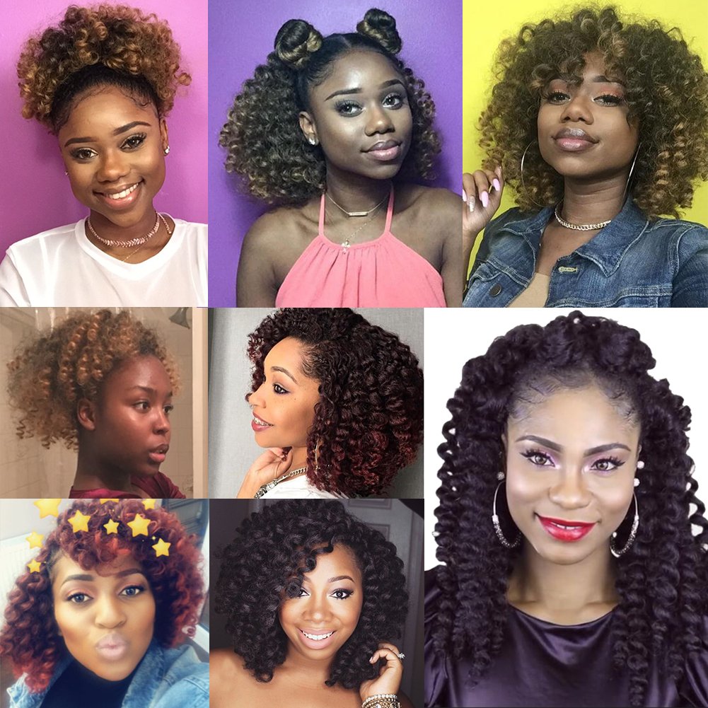 5 Packs Wand Curl Hair 8inch Jamaican Bounce Synthetic Crochet Twist Braids Hair Extension 20strands/pack Xtrend Hair (1B/27#, 5