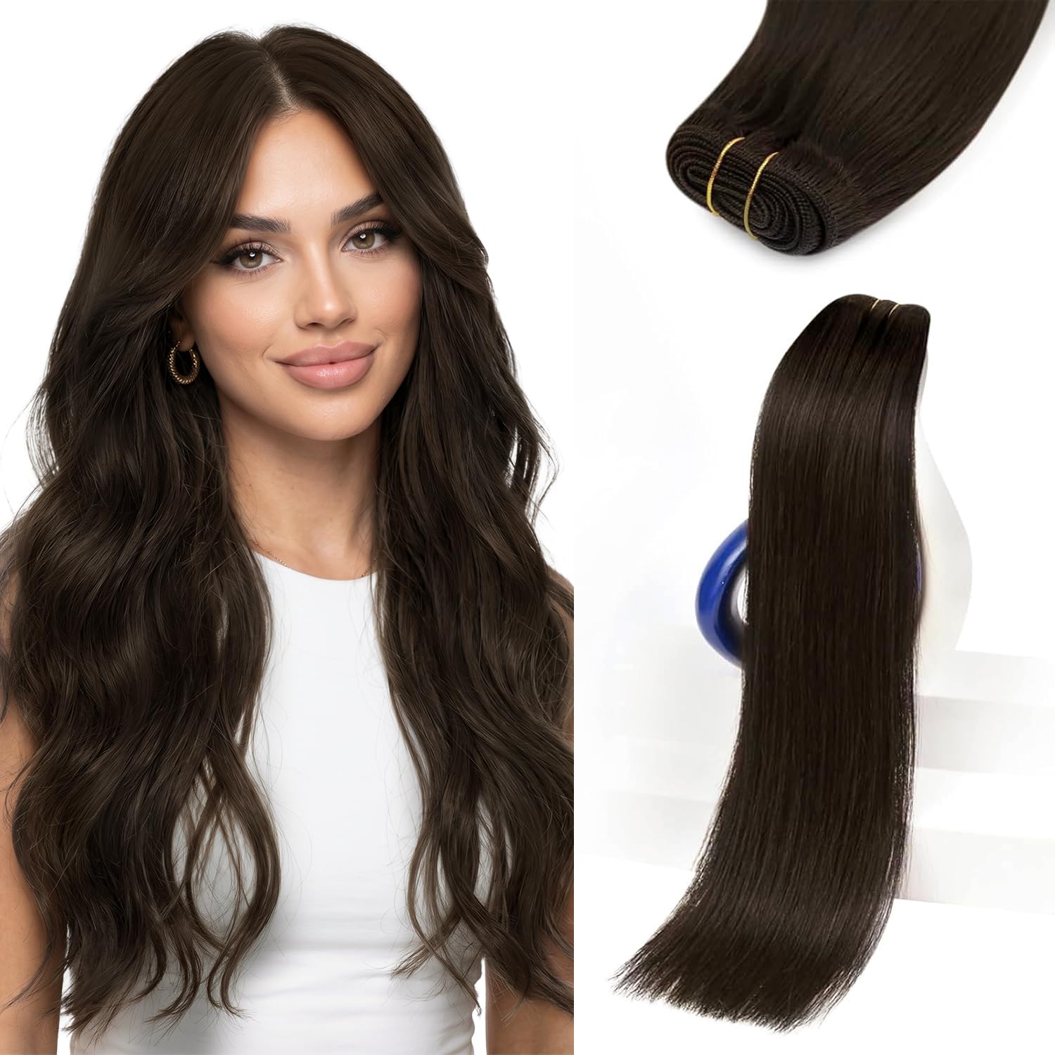 Sunny Hair Weft Hair Extensions Human Hair 24 Inch 135g Natural Dark Brown