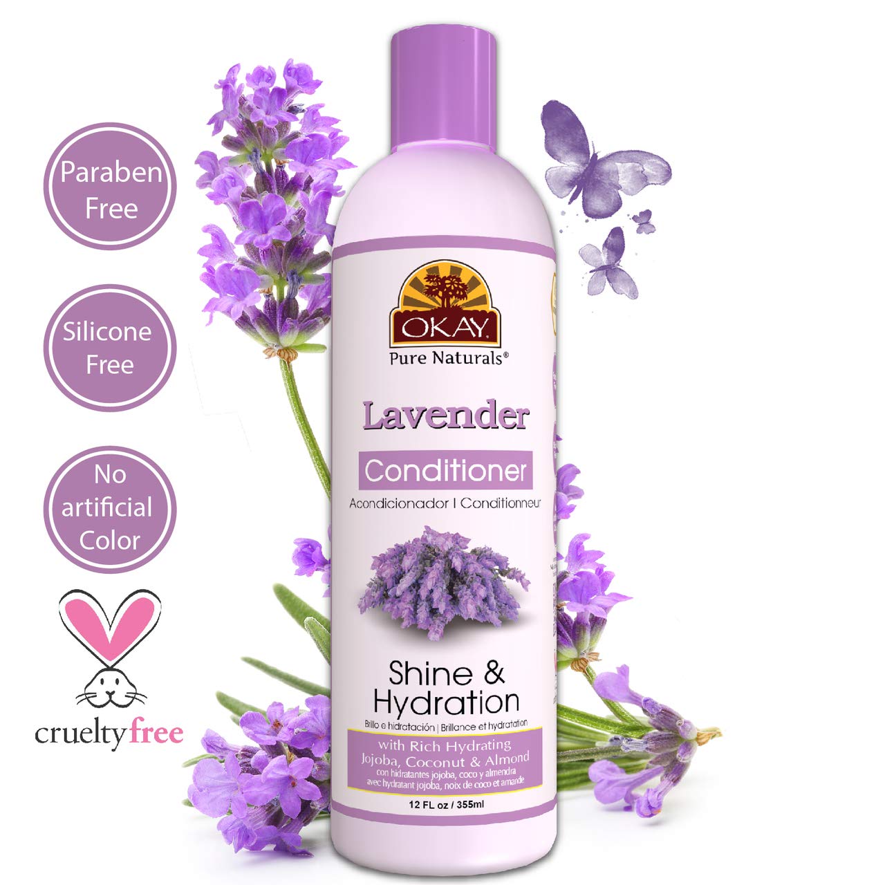 Okay Lavender Shine&Hydration Conditioner Helps Replenish,Nourish and Hydrate Hair Sulfate,Silicone,Paraben Free For All Hair Ty