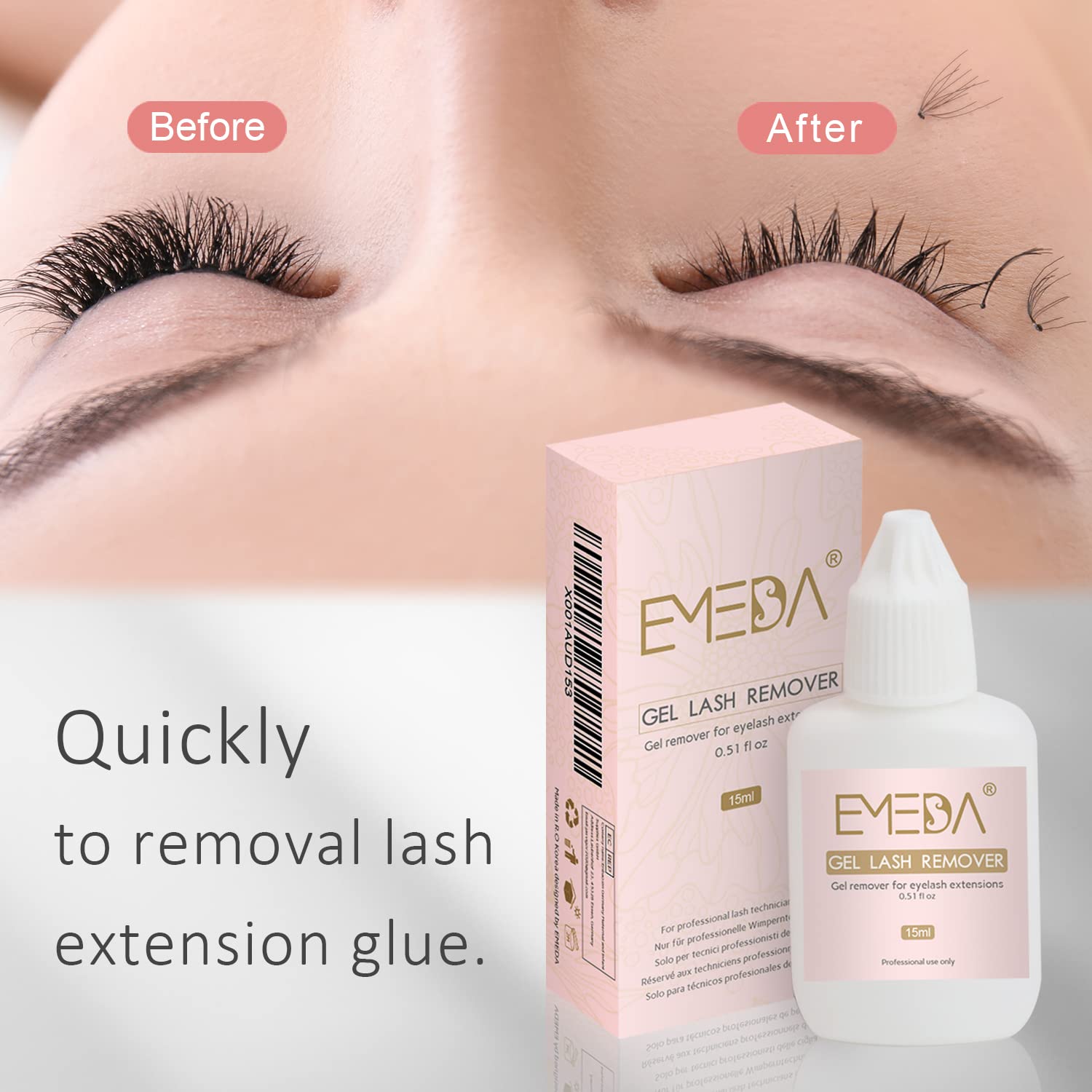 EMEDA Eyelash Extension Remover Gel Not for Clusters Glue 15ml Quickly Dissolves Powerful Lash Extension Glue Professional Remov