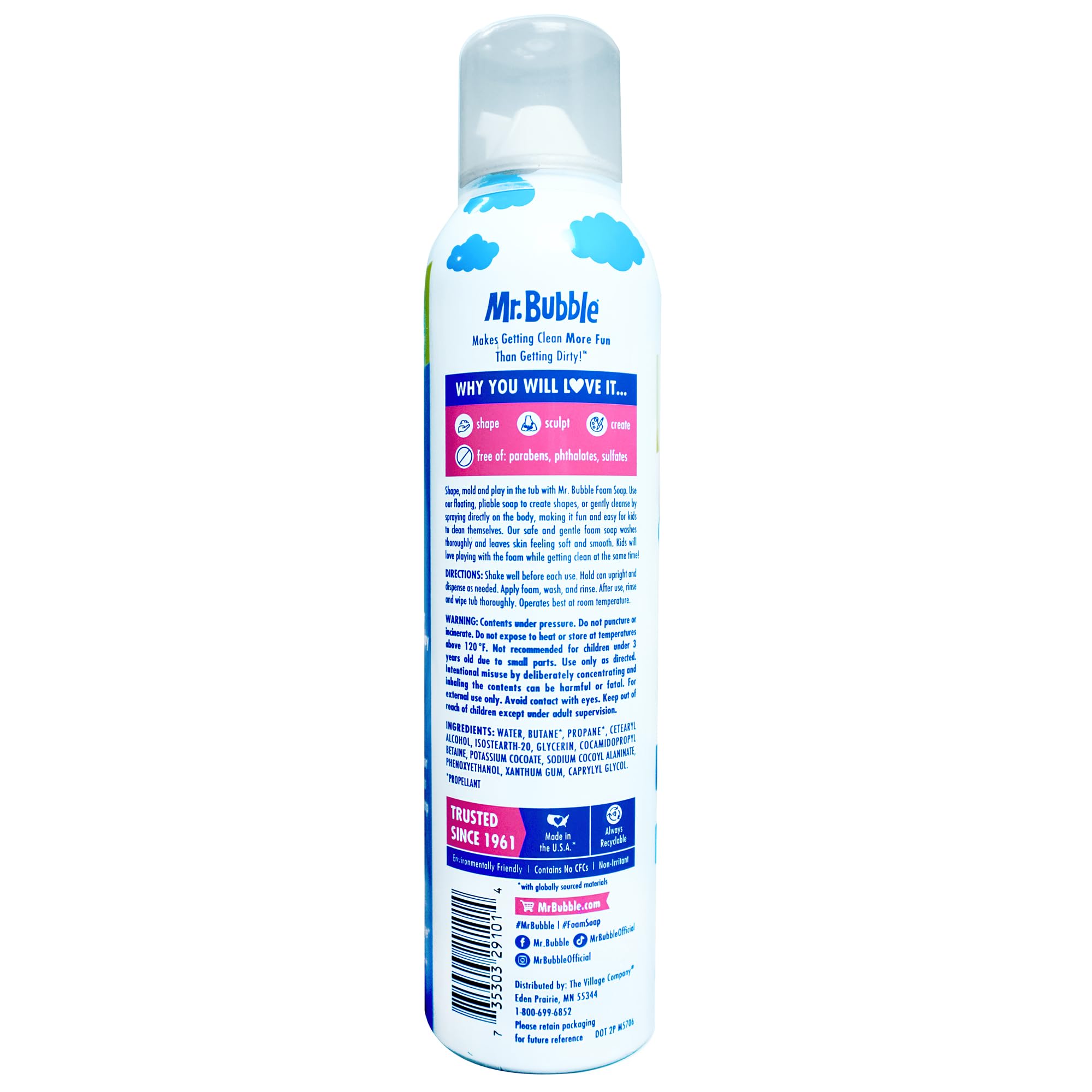 Mr. Bubble Extra Gentle Foam Soap - Fragrance Free Kids Hand and Body Wash, 8 Fl Oz (Pack of 6)