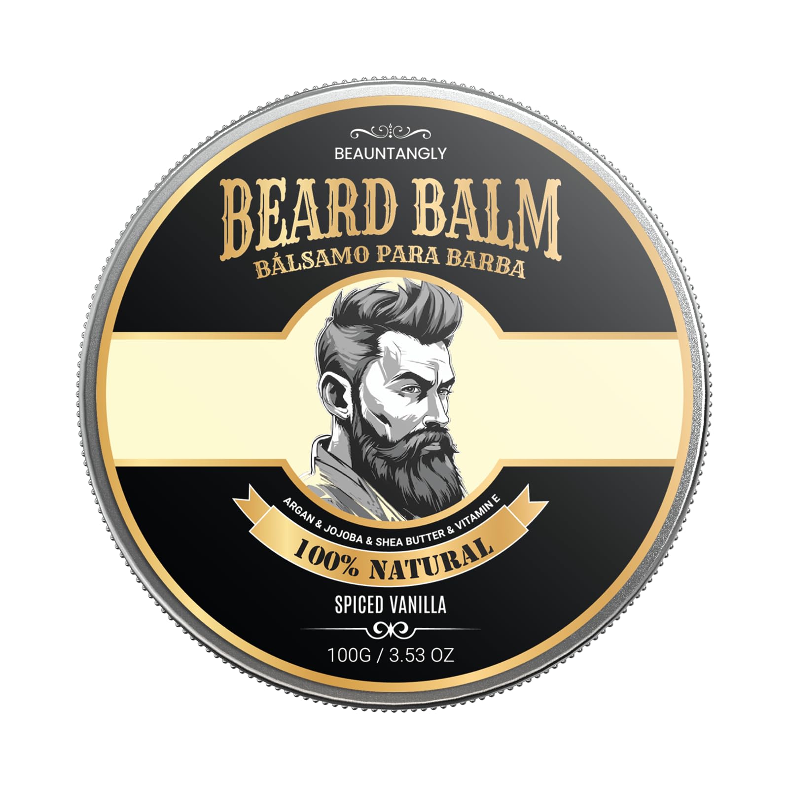 Beard Balm for Men, 100% Natural with Shea Butter, Argan Oil, Jojoba Oil, Vitamin E  3.53OZ Conditioner Softener Moisturizer, S
