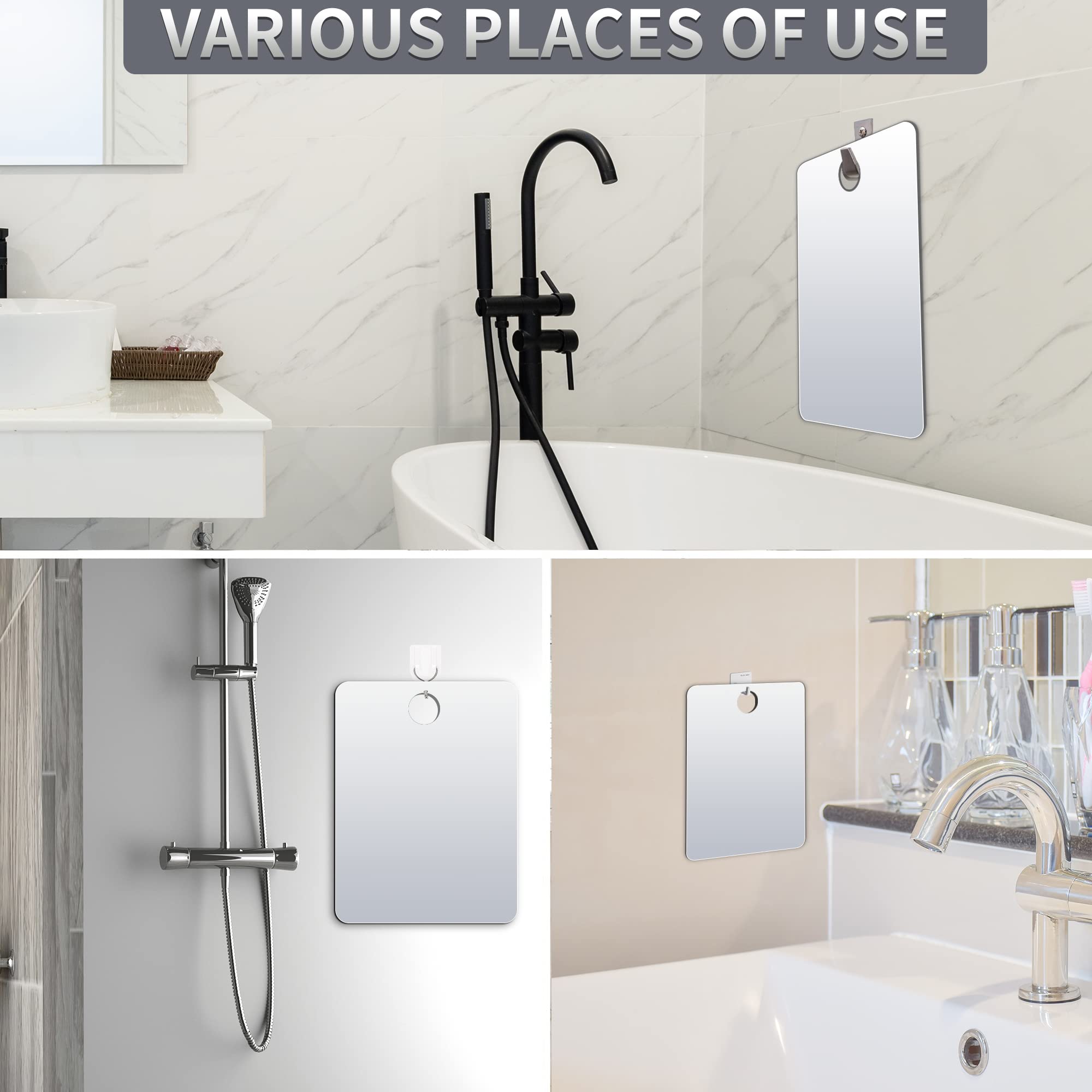 Shatter Mirros Shaving Mirror, Unbreakable Shower Mirrors, (Small,6 Inches X 4 Inches) Bathroom Handheld Mirror For Men And Wome