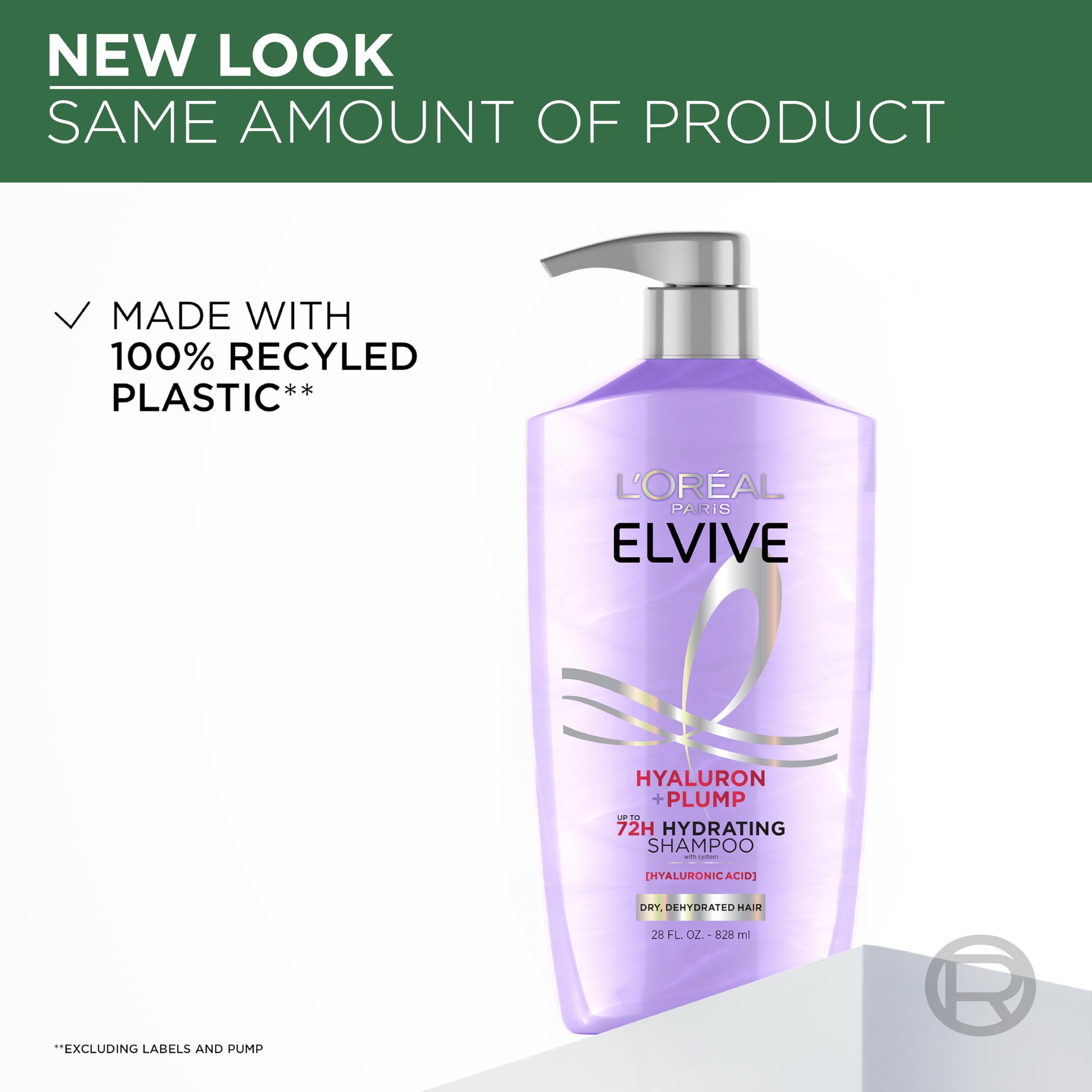 Loral Paris Elvive Hyaluron Plump Hydrating Shampoo For Dehydrated, Dry Hair Infused With Hyaluronic Acid Care Complex, Paraben-
