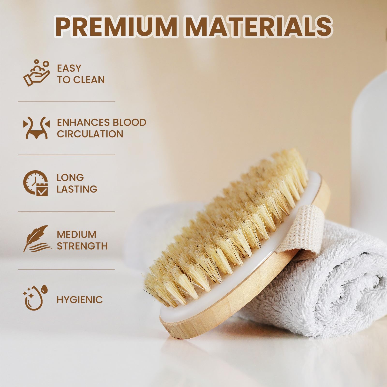 Popchose Dry Brushing Body Brush, Dry Brush For Body, Natural Bristle Dry Skin Exfoliating Brush Body Scrub For Flawless Skin, C