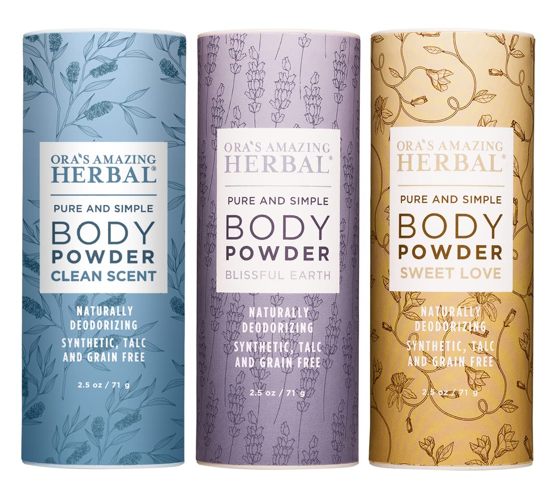 Body Powder For Women And Men, Natural Gift For Women, Talc Free Scented Dusting Powders, Ora'S Amazing Herbal, Variety Set 3 Pa