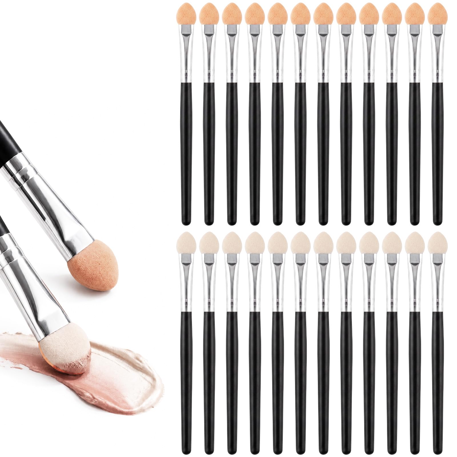 24 Pcs Double Sided Sponge Eyeshadow Applicator Brush Set