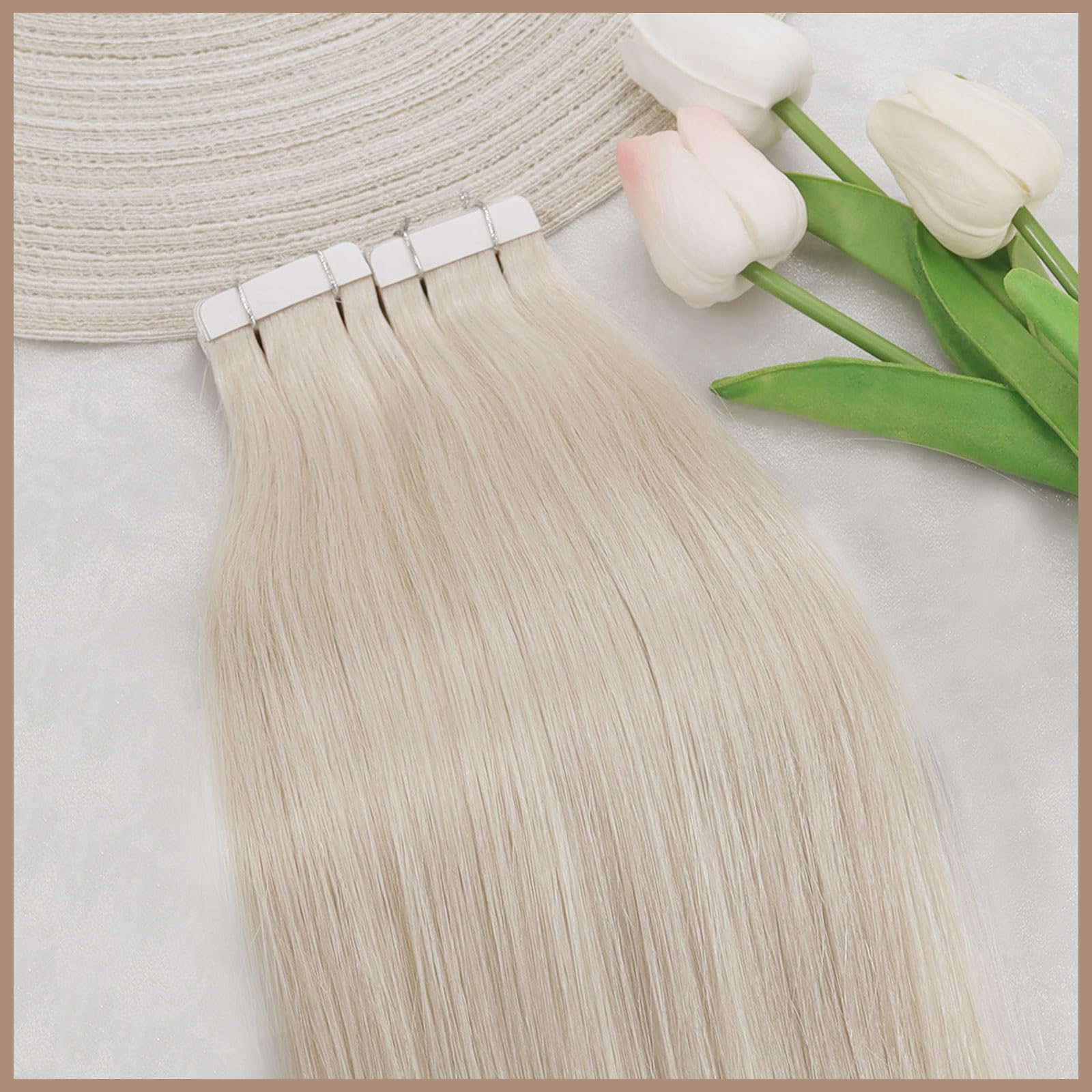 Ve Sunny Blonde Tape In Hair Extensions Human Hair Color #60 Platinum Blonde Tape On Hair Extensions Blonde Human Hair Tape In E