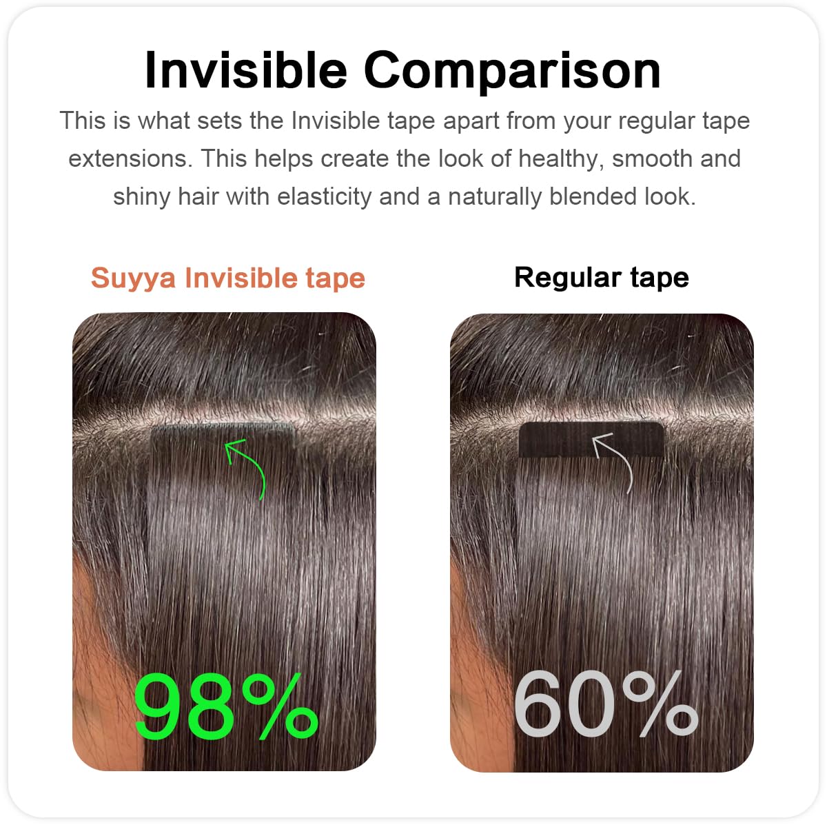 Suyya Invisible Tape In Hair Extensions Human Hair Seamless Injected Hand-Tied Pro Quality Virgin Human Hair Tape Ins Ash Blonde