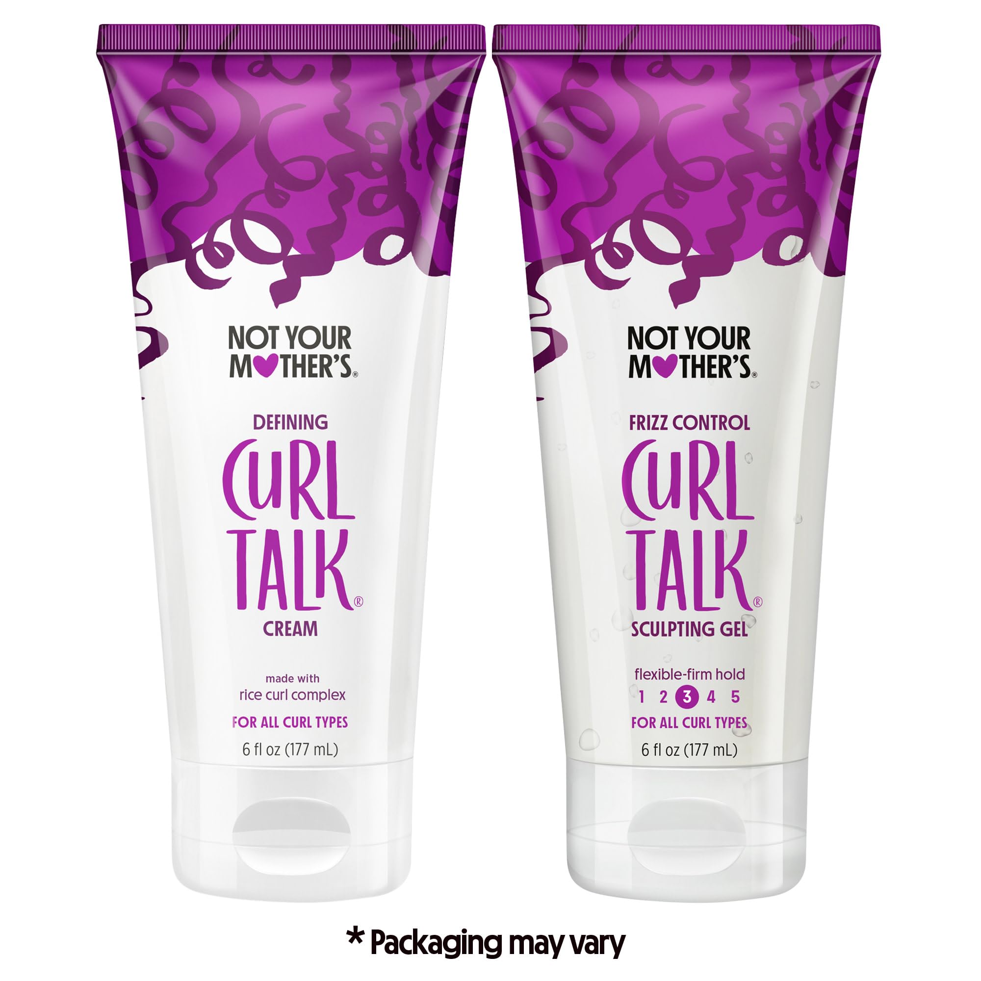 Not Your Mother's Curl Talk Frizz Control Sculpting Gel & Defining Cream (2-Pack) - 6 fl oz - Formulated with Rice Curl Complex