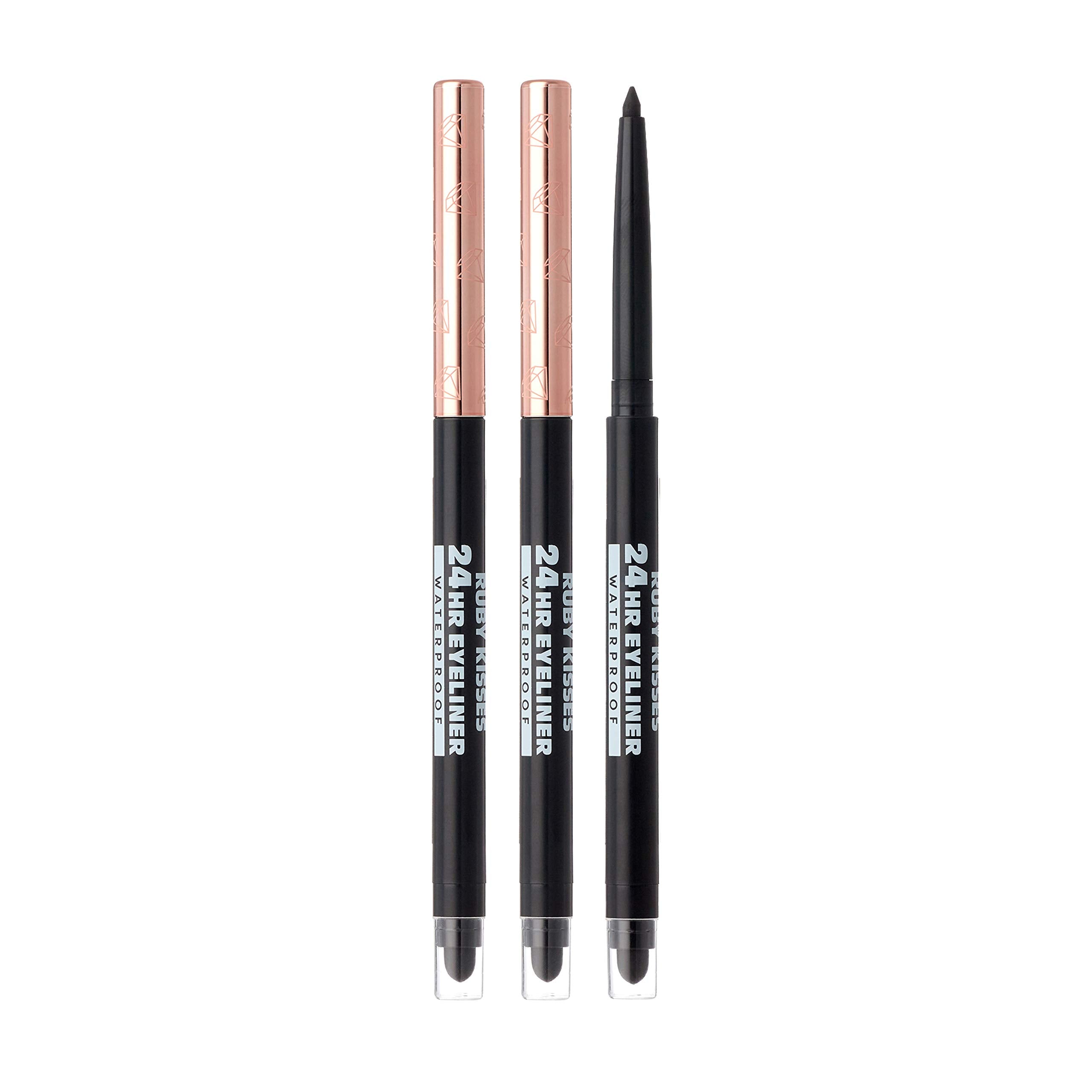 Ruby Kisses Waterproof Eyeliner, 24Hr Waterproof Long-Lasting Mechanical Eyeliner Pencil With Built-In Sharpener, Smudgeproof 3