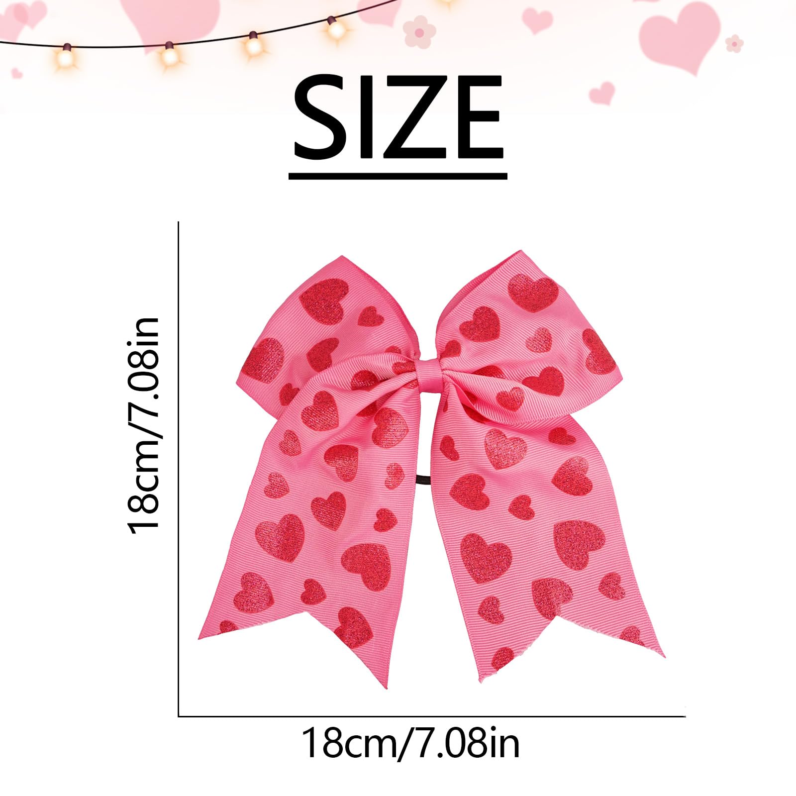 Heart Cheer Bows for Women Girls Valentines Large Hair Bow Cheer Hair Bows Ponytail Holders Handmade Elastic Band Hair Ties Love