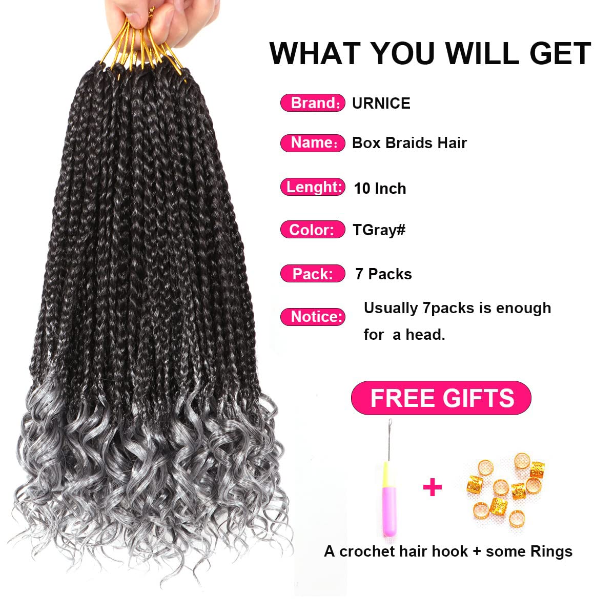 7 Packs 10 Inch Crochet Box Braids Hair With Curly Ends Prelooped Bohemian Goddess Box Braids Crochet Braids Hair For Black Wome