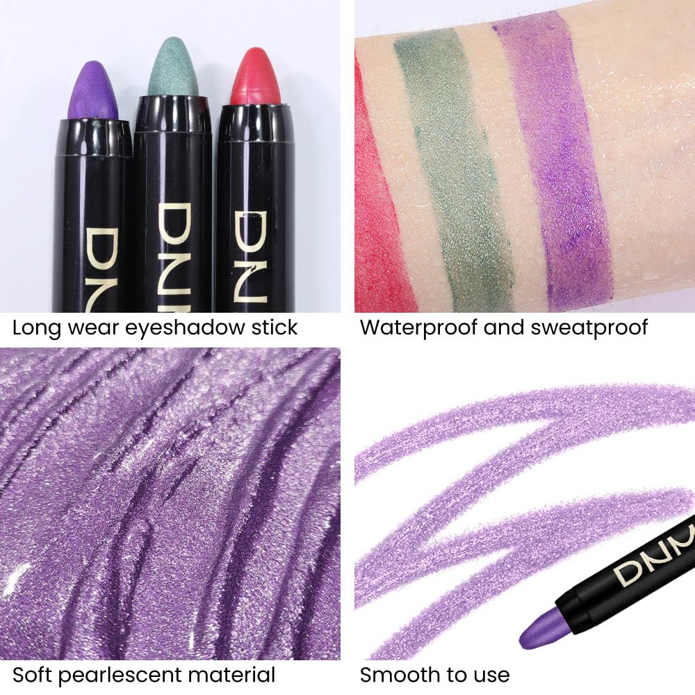 Kaely 2Pcs Cream Eyeshadow Sticks Set For Eyes Waterproof,Purple Shimmer Eye Shadow Stick Pencil Pen Bulk Sombras En Crema Para