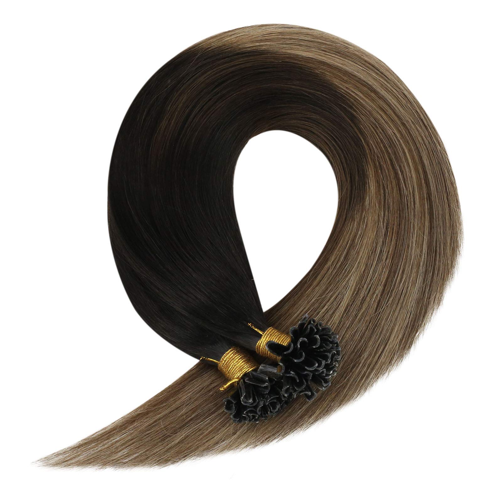 Sunny U Tip Hair Extensions Human Hair Black Ombre Dark Brown Balayage Ash Blonde Utip Hair Extensions Human Hair Blonde Utips K