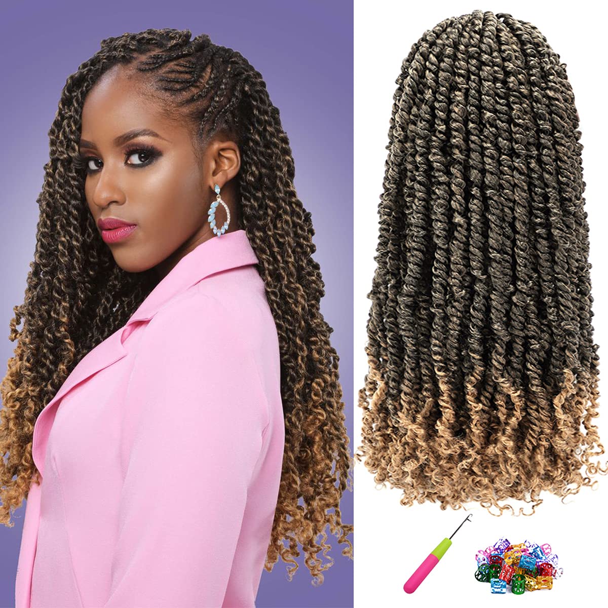 8 Packs Passion Twist Hair 22 Inch Pre-Twisted Passion Twist Crochet Hair Pre-Looped Crochet Braids For Women Passion Twists Bra