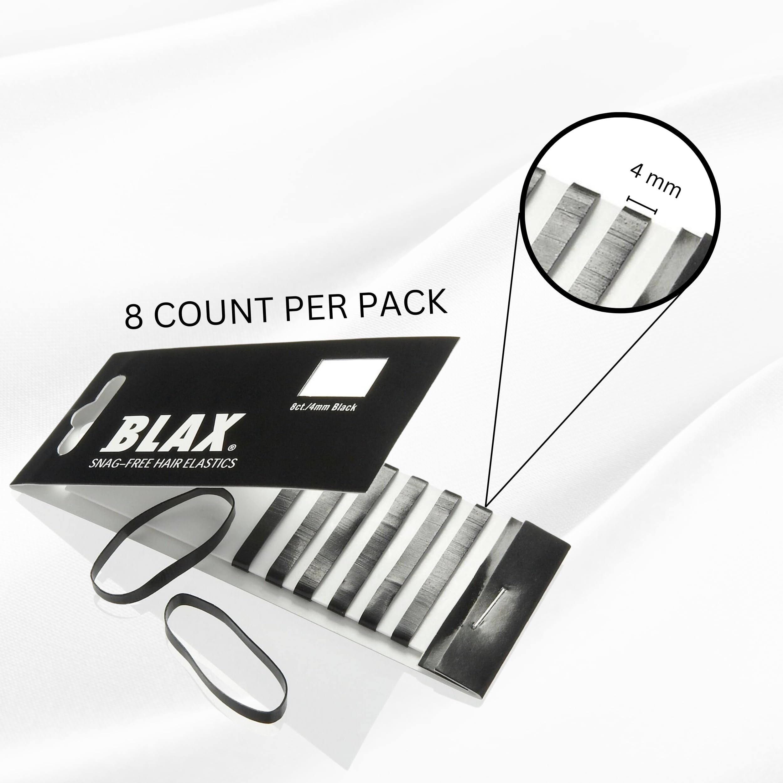 Blax Snag-Free Hair Elastics 4mm- Black 8ct