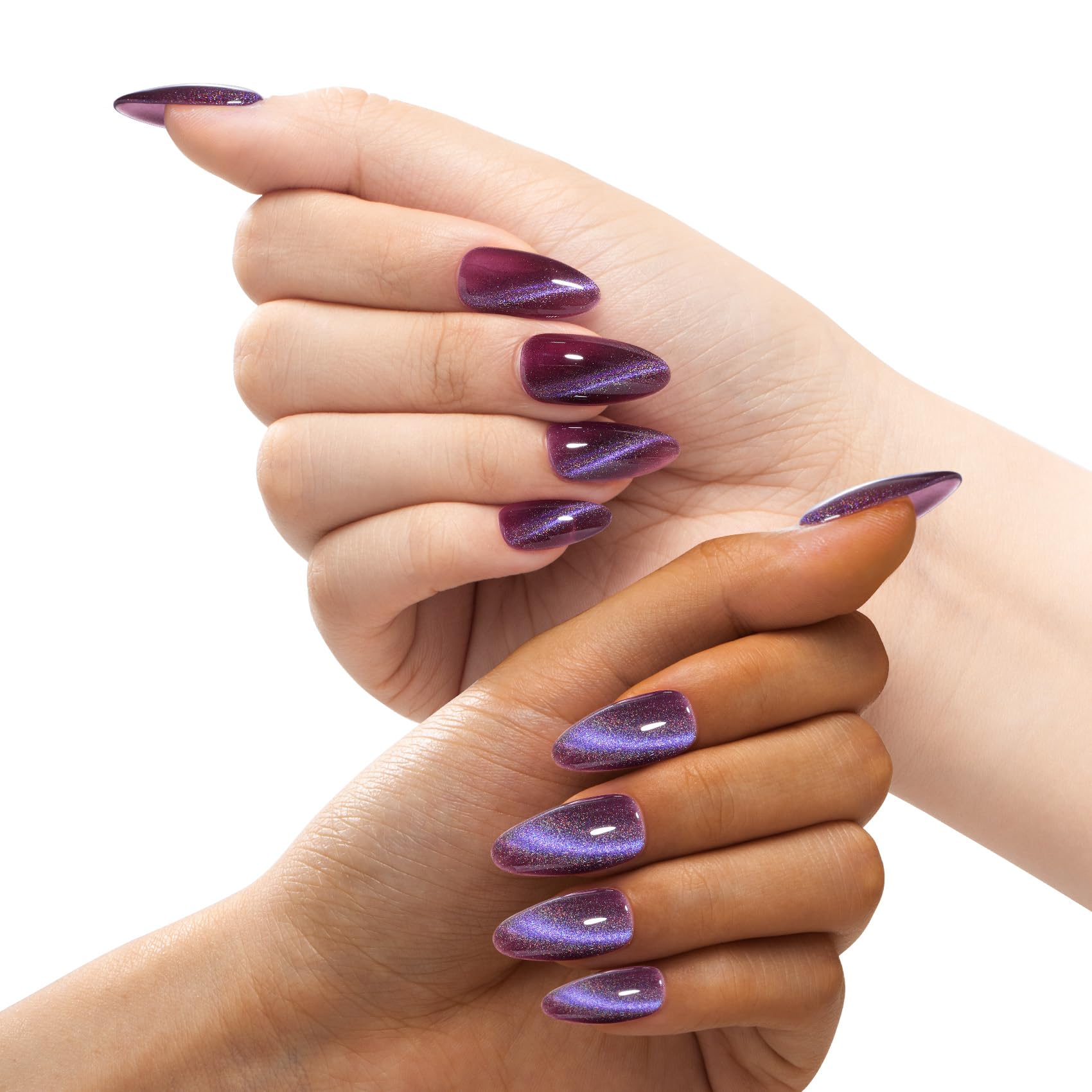Maychao 15Ml Cat Eye Gel Nail Polish 1Pc Rainbow Purple Gel Polish With Magnet Soak Off Holographic Magnetic Nail Polish For Nai