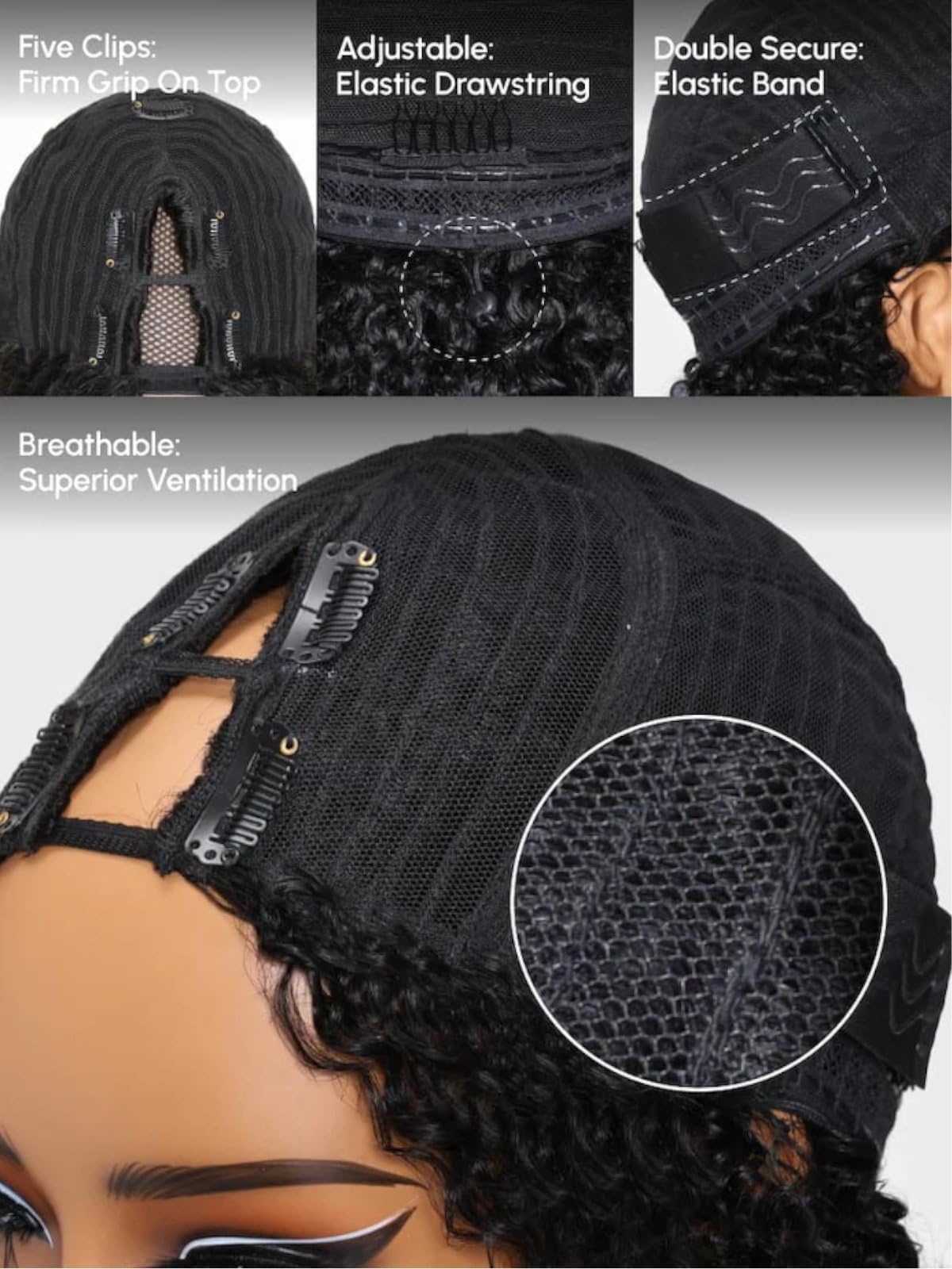 Unice Easicontour V Part Wigs Human Hair Jerry Curly Glueless Wigs Human Hair Clip In Vpart Wig Minimal Leave Out Upgrade U Part