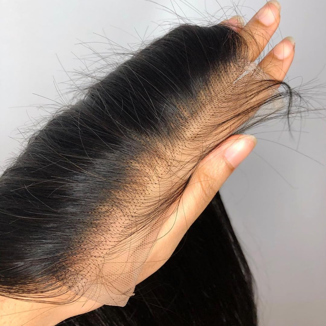 Beeos Skinlike Real Hd Lace Closure Only, 4X4 Straight Human Hair Lace Closure Pre Plucked 0.10Mm Invisible Lace Closure Natural