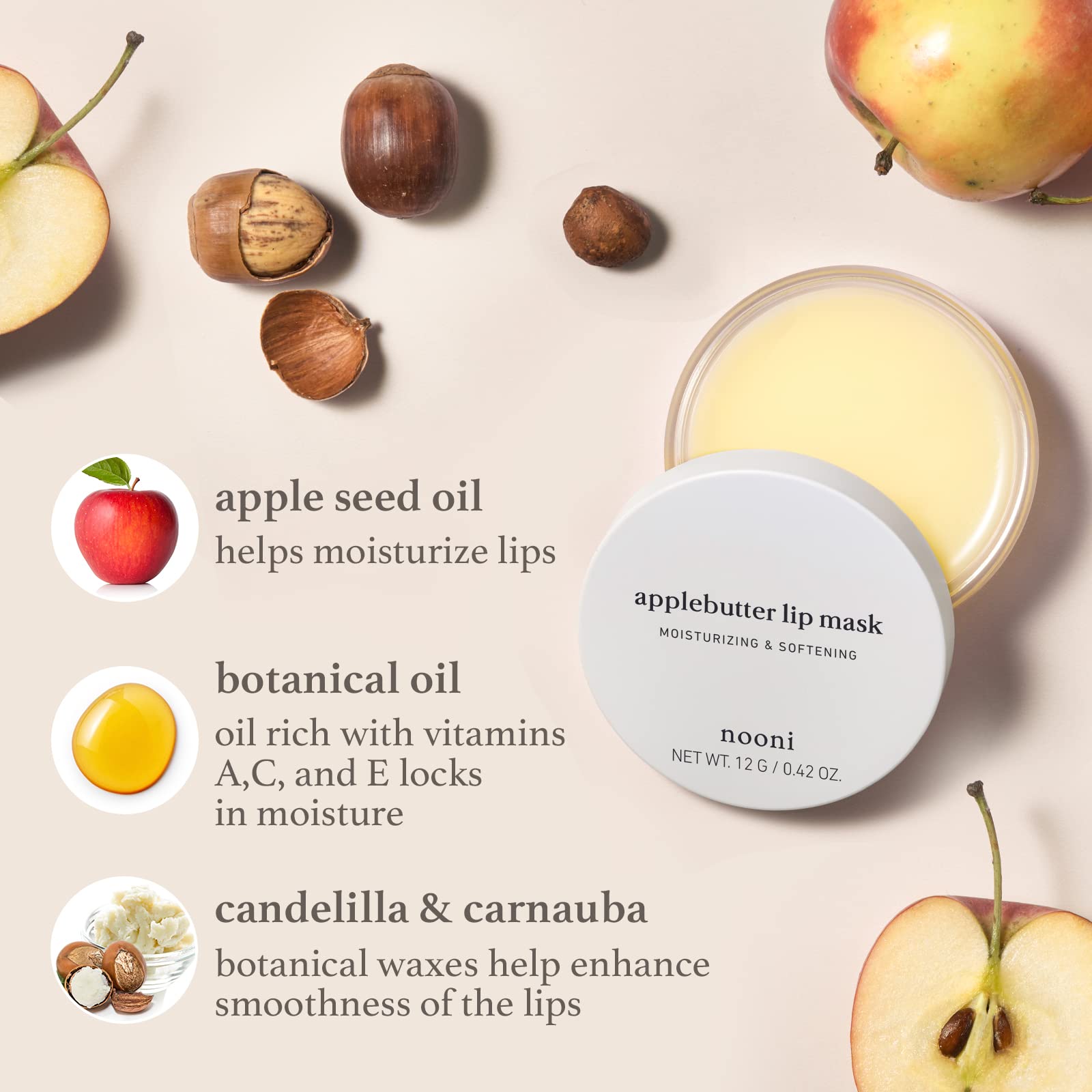 NOONI Korean Vegan Best Lip Duo | Applebutter Lip Mask and Appleberry Lip Oil Value Set | with Shea Butter, Apple Seed Oil and V