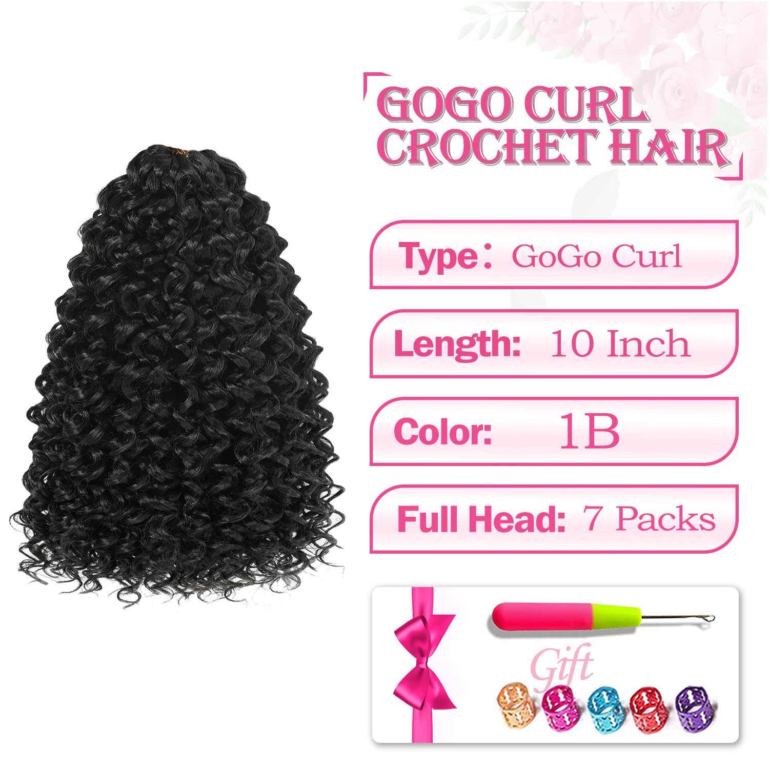 Gogo Curl Crochet Hair 10 Inch 7 Packs Short Curly Crochet Hair For Blcak Women - Beach Curl Crochet Hair - Deep Wave Crochet Ha