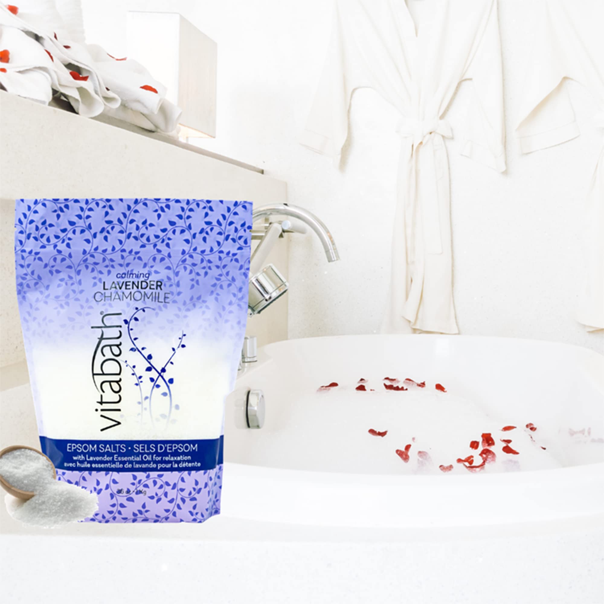 Vitabath Lavender Chamomile Epsom Salts Relaxing Detox Aromatherapy, Muscle Soreness & Body Ache Relieving Soak & Nourishing Ski