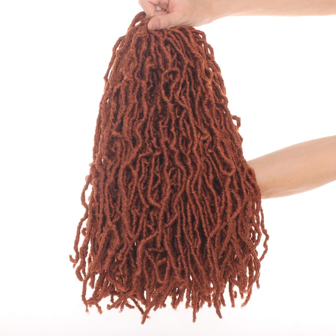 Leeven 18 Inch New Soft Locs Crochet Braids Hair 350# Pre-looped Curly Locs Braiding Hair 7 Packs Ginger Goddess Locs Hair Exten
