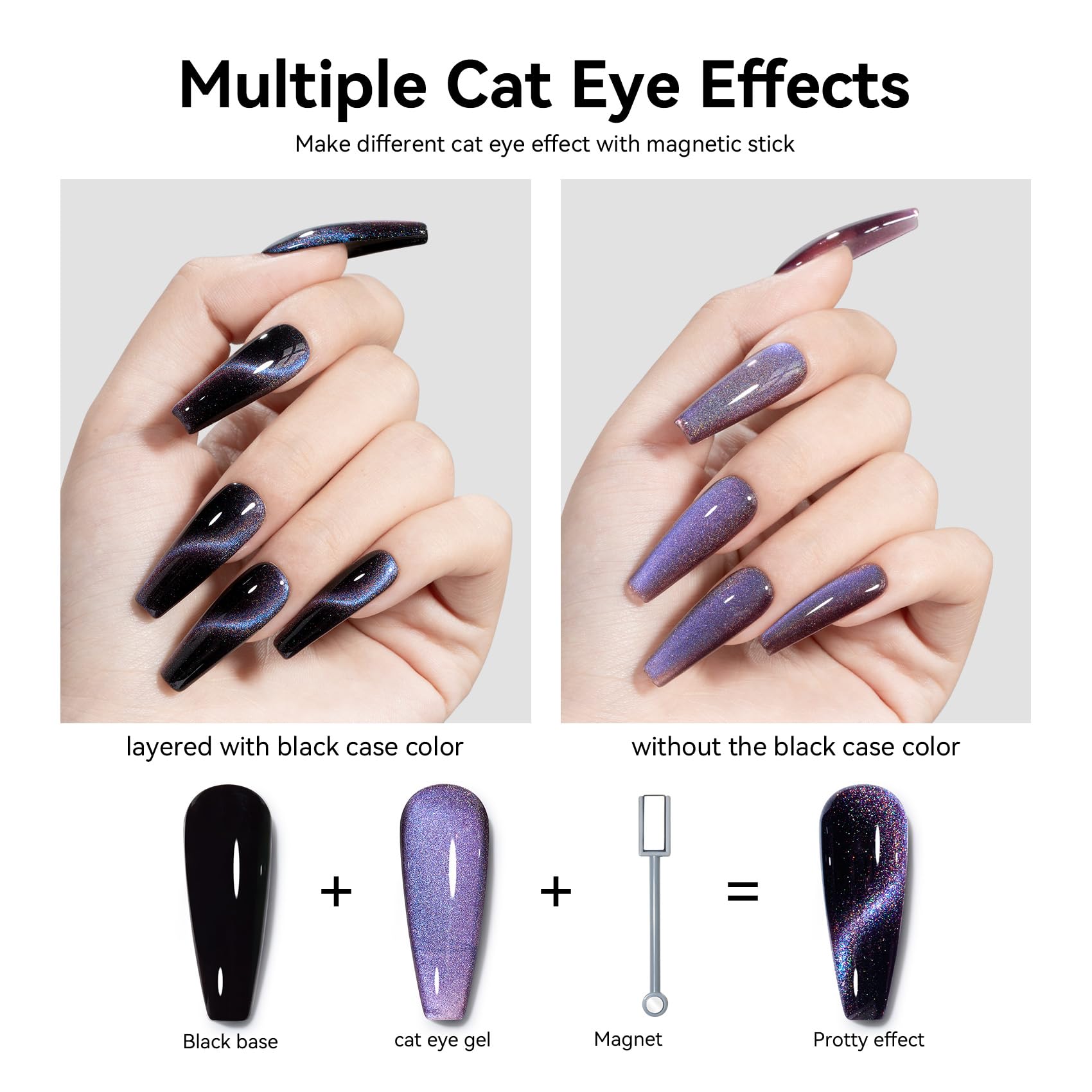 Maychao 15Ml Cat Eye Gel Nail Polish 1Pc Rainbow Purple Gel Polish With Magnet Soak Off Holographic Magnetic Nail Polish For Nai
