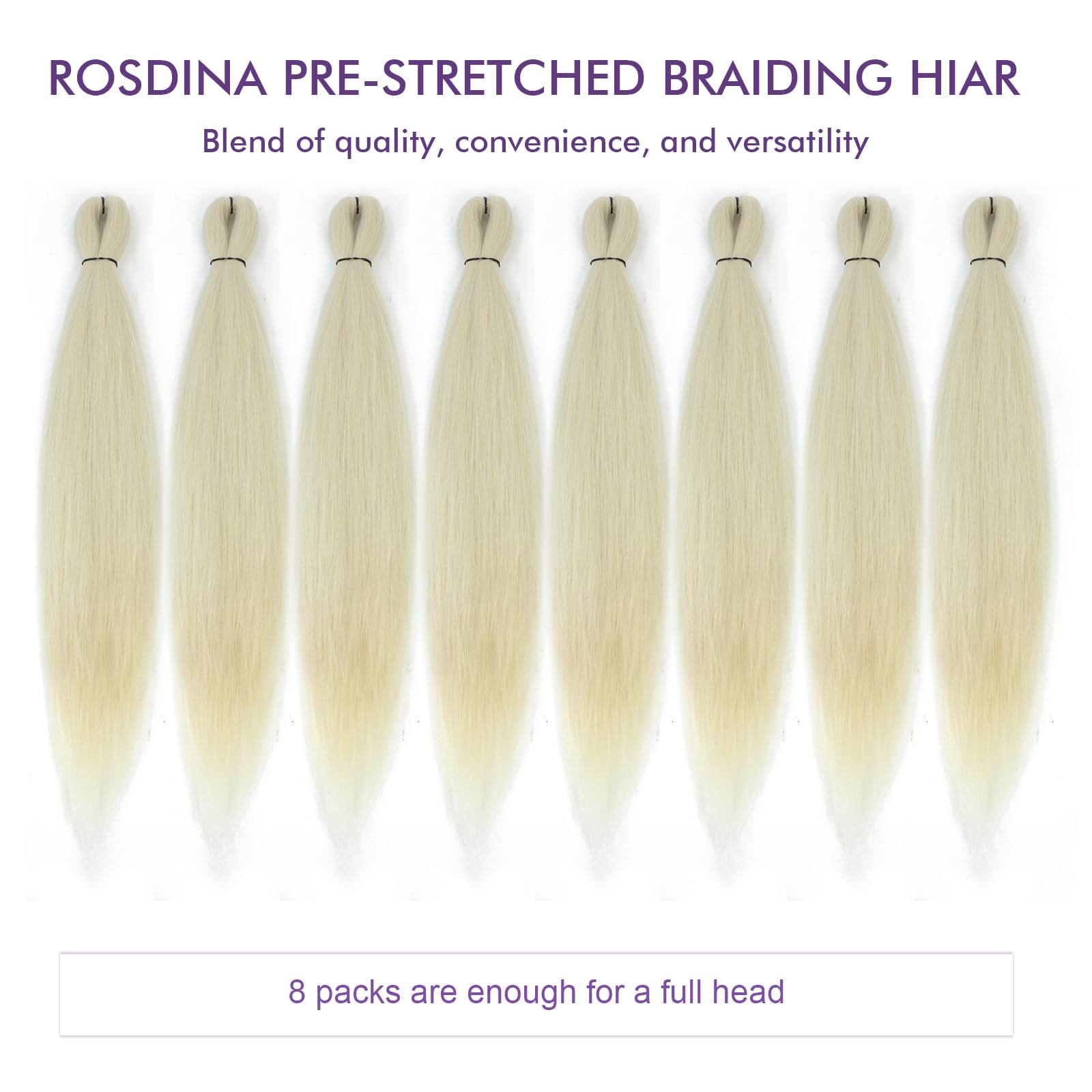 Rosdina Pre-Stretched Braiding Hair - 30 Inch 8 Packs Off-White Super Long Braiding Hair For Twist Or Box Braids, Yaki Texture H