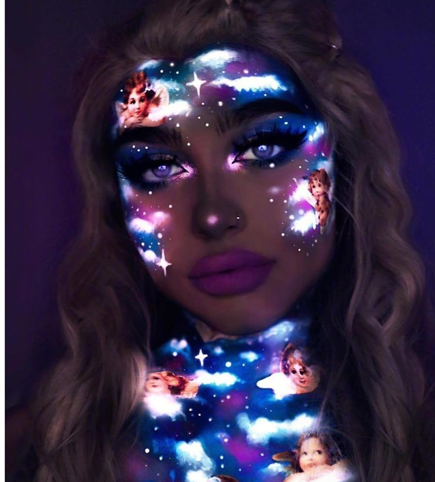 Go Ho Neon Blue Body Paint Washable(2.37Oz,70Ml),Under Uv Blacklight Neon Face Paint,Water Based Neon Fluorescent Blue Face Pain