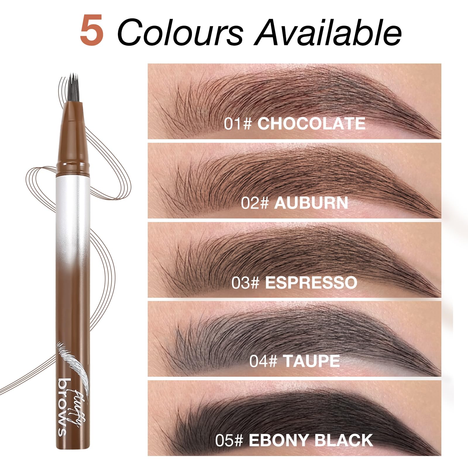 Boobeen Waterproof Liquid Brow Pen, Microblading Eyebrow Pencil, Smudge-Proof Angled Brush, Quick-Dry Long-Lasting, Create Defin