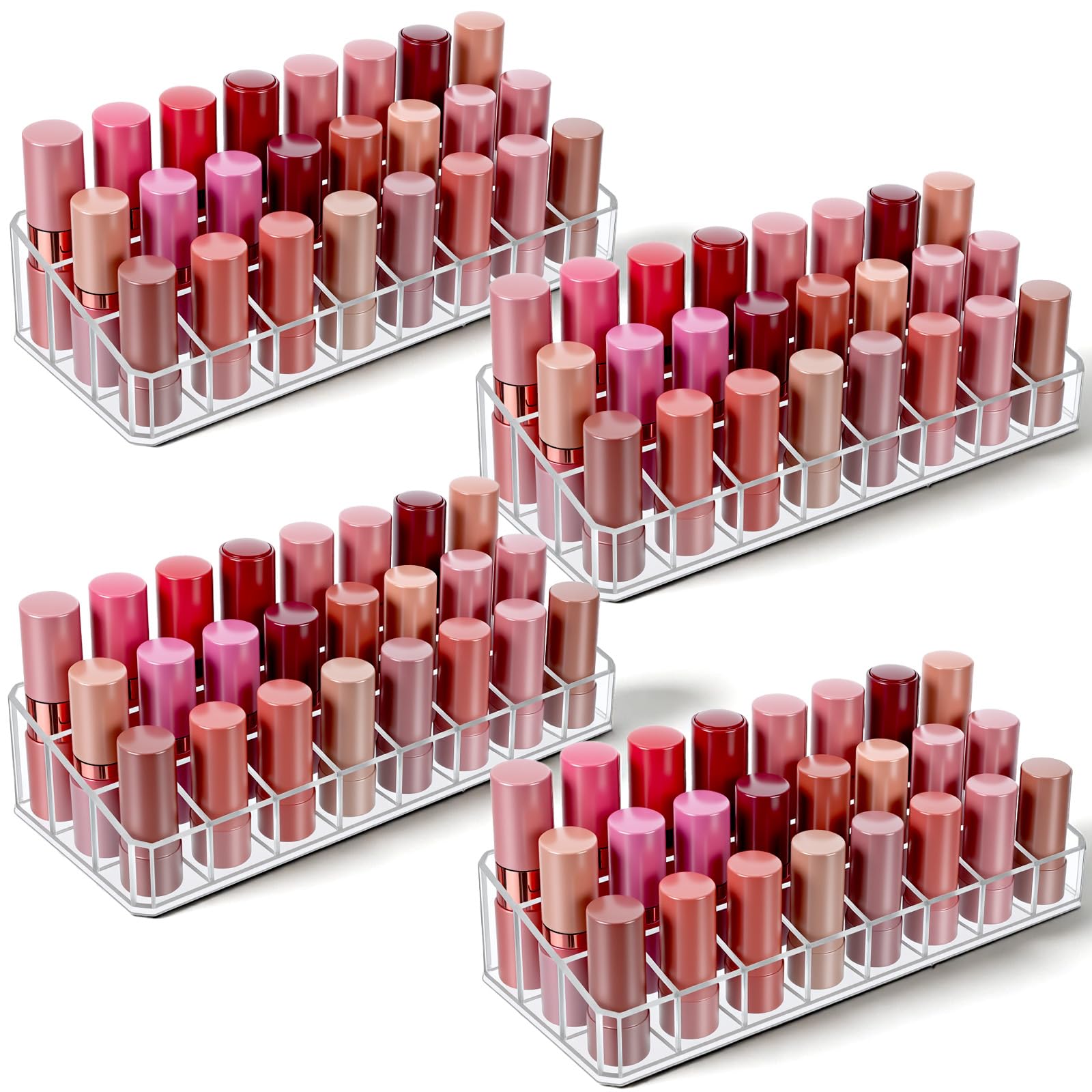 MAQUITA 4 Pcs Clear Lipstick Holder Acrylic Lip Gloss Organizer Cosmetic Storage Lipstick Display Case for Perfume Sample Drawer