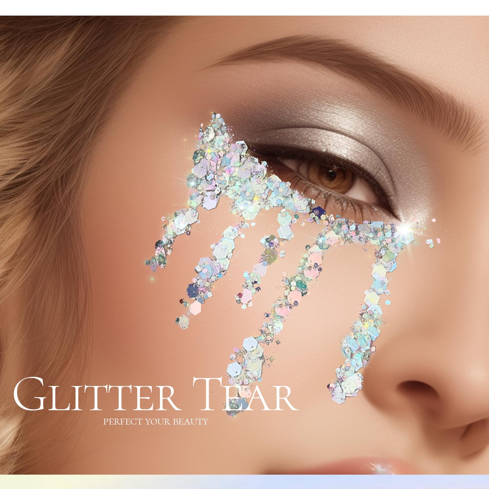 Teenitor Body Glitter, Silver Glitter, Body Glitter Gel, Hair Glitter, Face Glitter, Silver Glitter Gel for Face, Makeup, Hair,