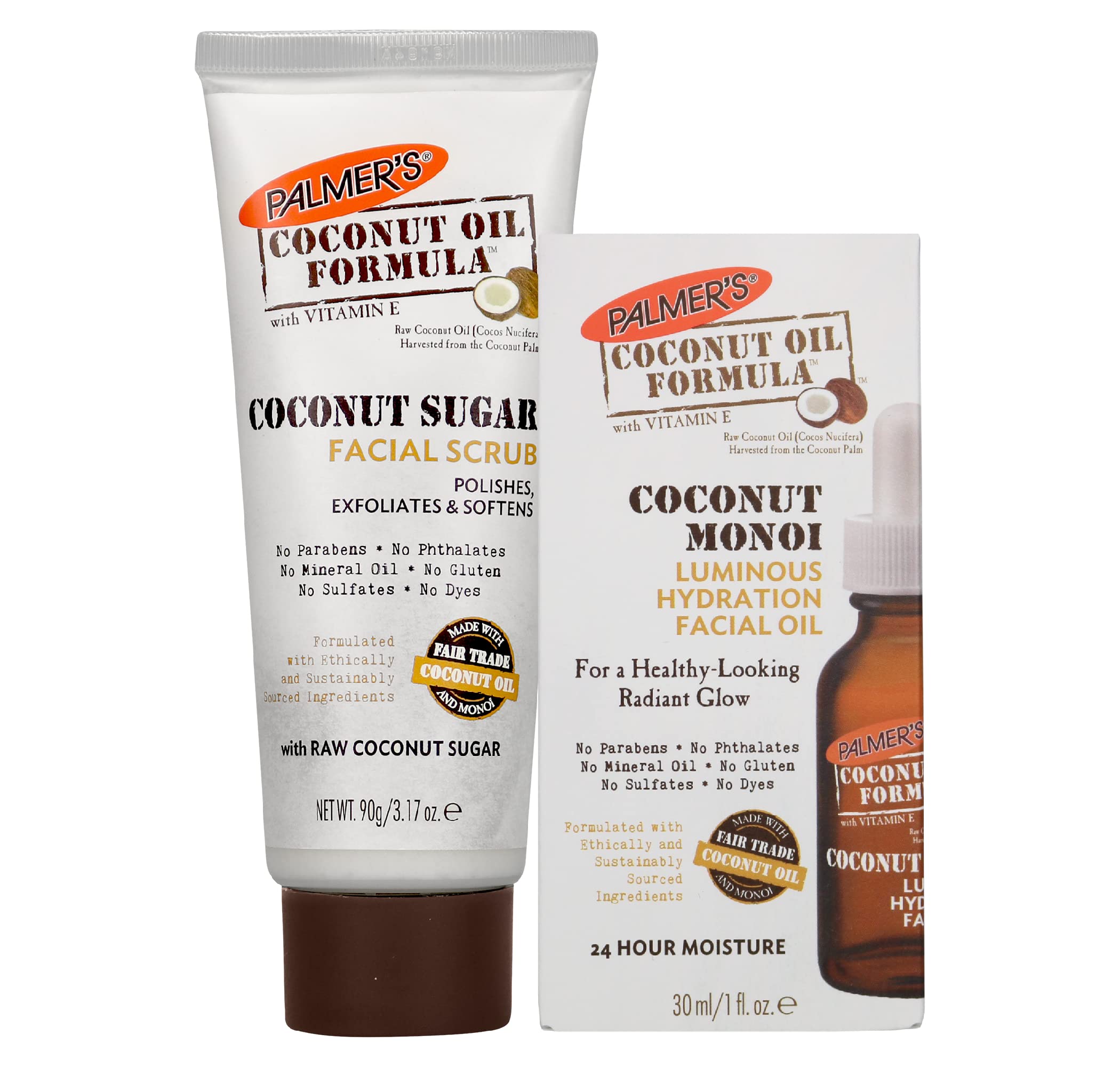Palmer's Face Oil + Face Scrub, Coconut Oil Formula with Vitamin E Skin Care Bundle, Made with Fair Trade Coconut Oil & Monoi, I