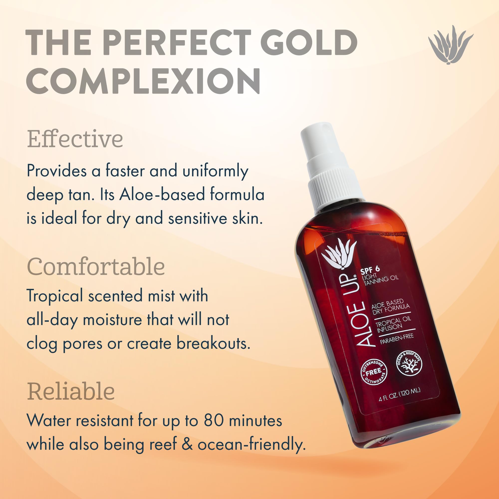 Aloe Up Light Tanning Oil With Spf 6 Sunscreen - Body And Face Tanning Oil For Outdoor Sun - With Pure Aloe Vera Oil And Natural