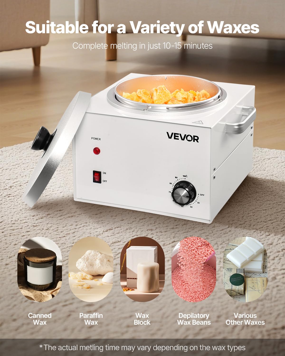 VEVOR Single Pot Wax Warmer, 3000ML 300W Professional Wax Warmer for Hair Removal, 32 ? - 212? Adjustable Electric Waxing Heater