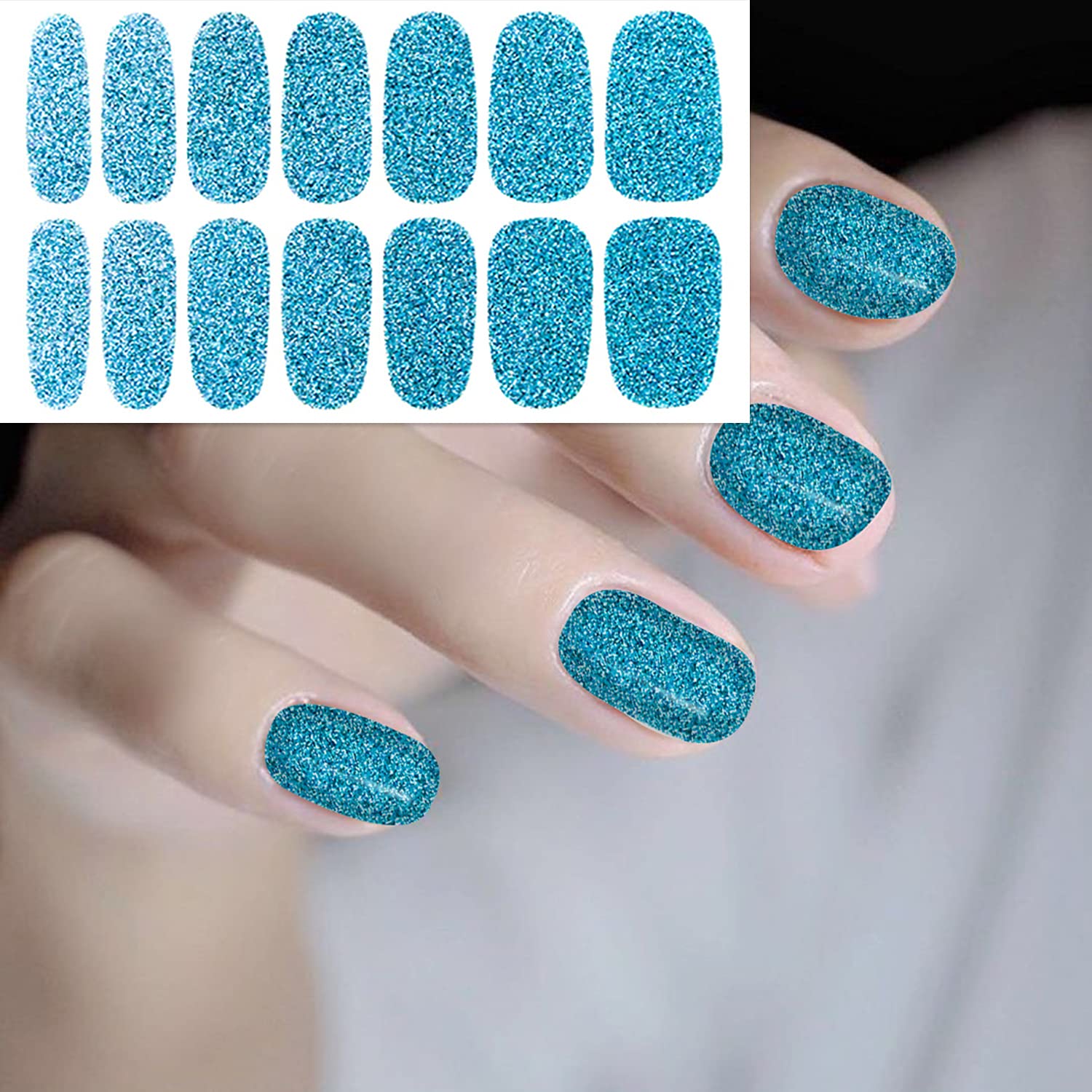Wokoto 20 Sheets Nail Polish Strips With Nail File Set Glitter Solid And Simple Solid Nail Polish Wraps Nail Stickers Full Nail