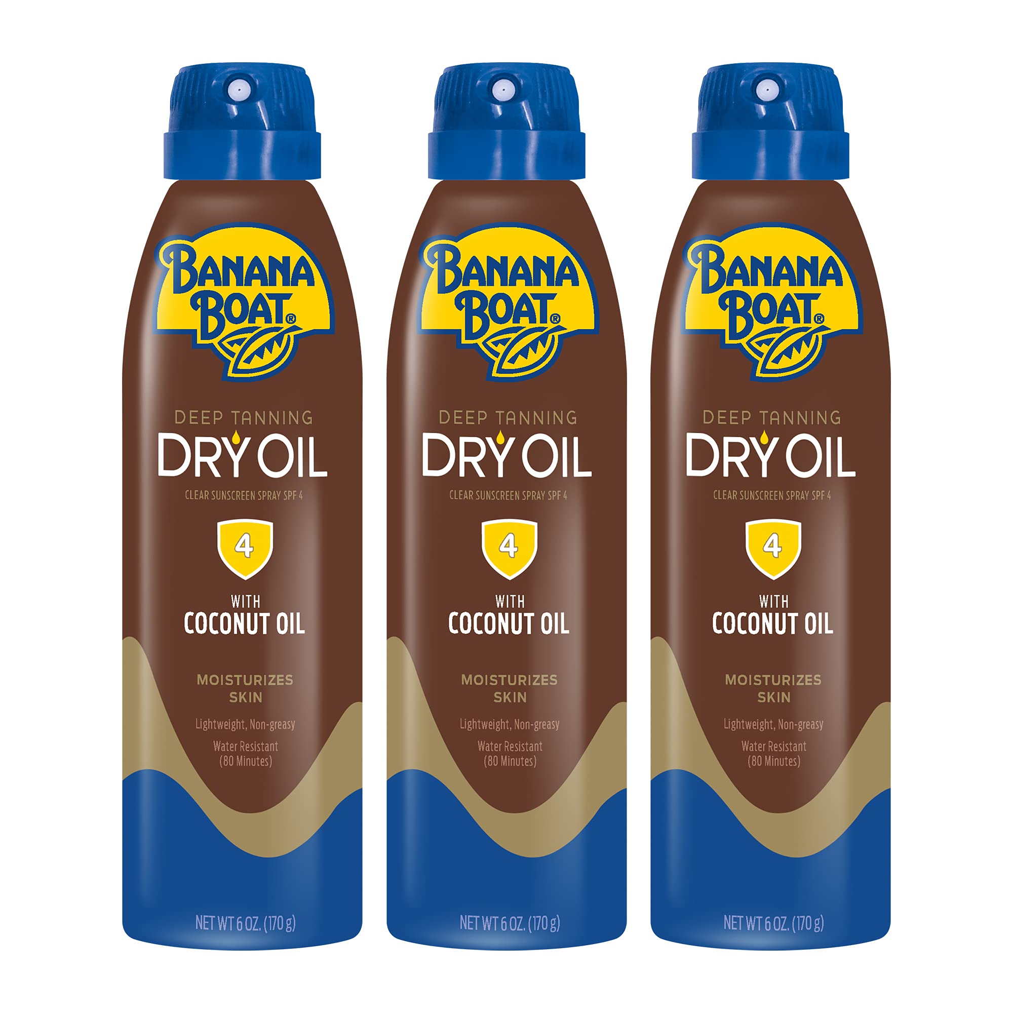 Banana Boat Dry Oil Tanning Spray Sunscreen SPF 4, 6oz | Dark Tanning Oil with SPF 4 Sunscreen, Oxybenzone-Free, 6oz