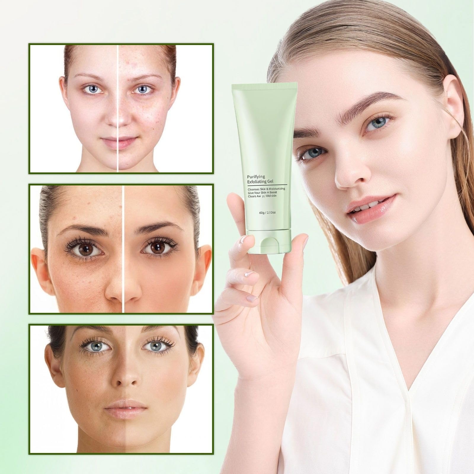 2Pcs Purifying Exfoliating Gel, Exfoliating Gel, Purifying Exfoliating Moisturizing Gel, Purifying Exfoliating Scrub, Cleansing