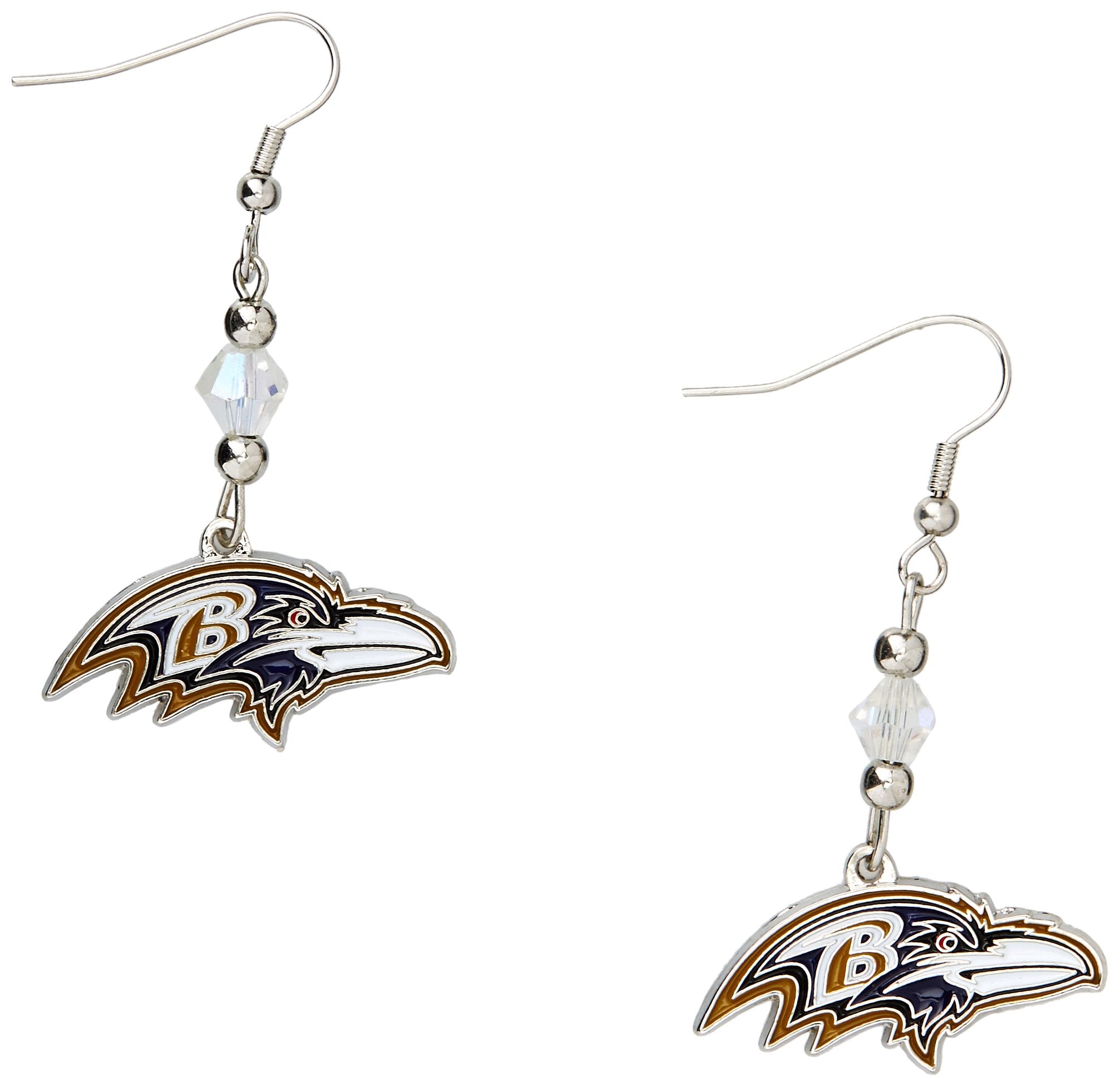 NFL Siskiyou Sports Womens Baltimore Ravens Crystal Dangle Earrings One Size Team Color