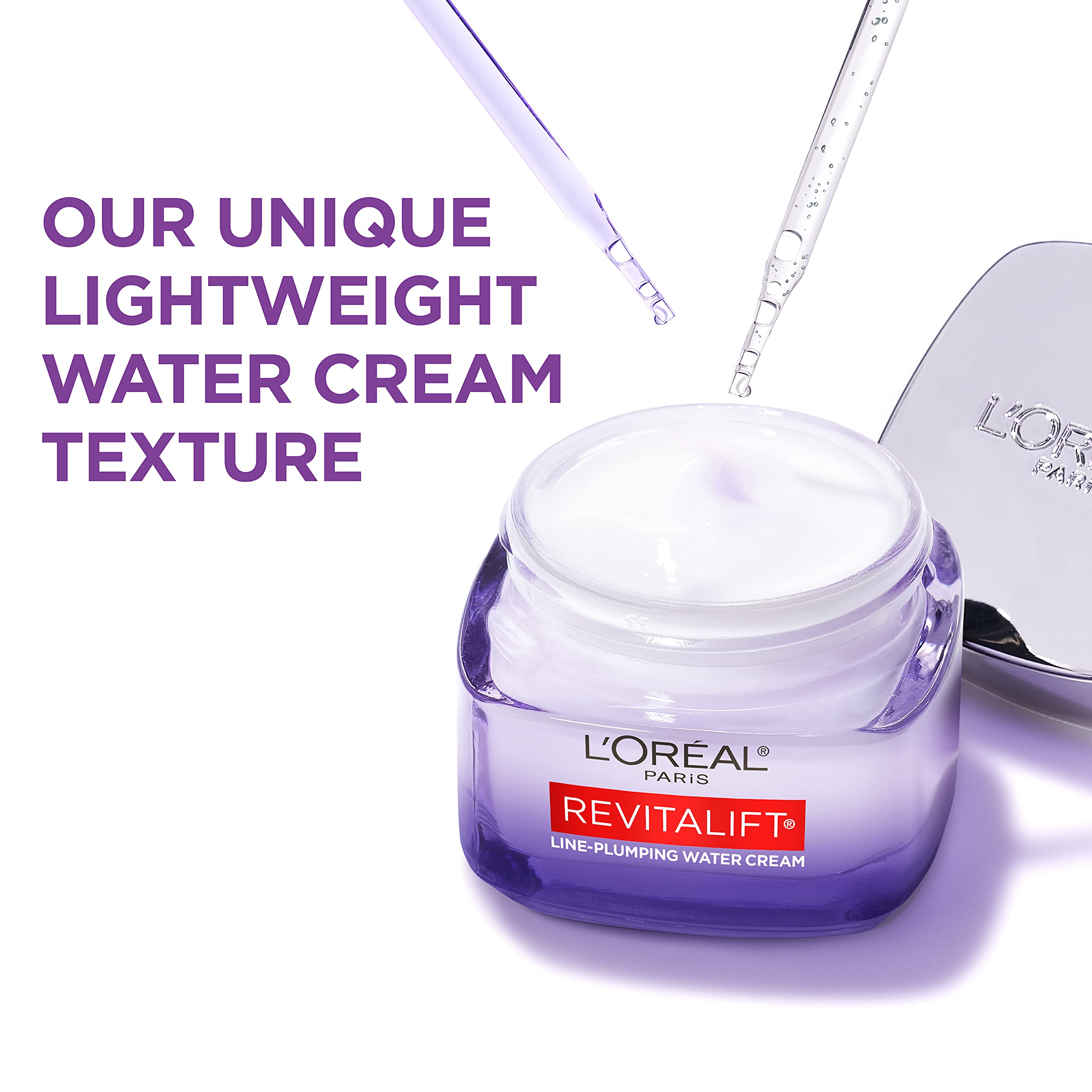 L'Oreal Paris Revitalift Moisturizer, Hyaluronic Acid Water Cream with Ceramides, Deeply Hydrating, Fragrance Free 1.7 oz + Seru